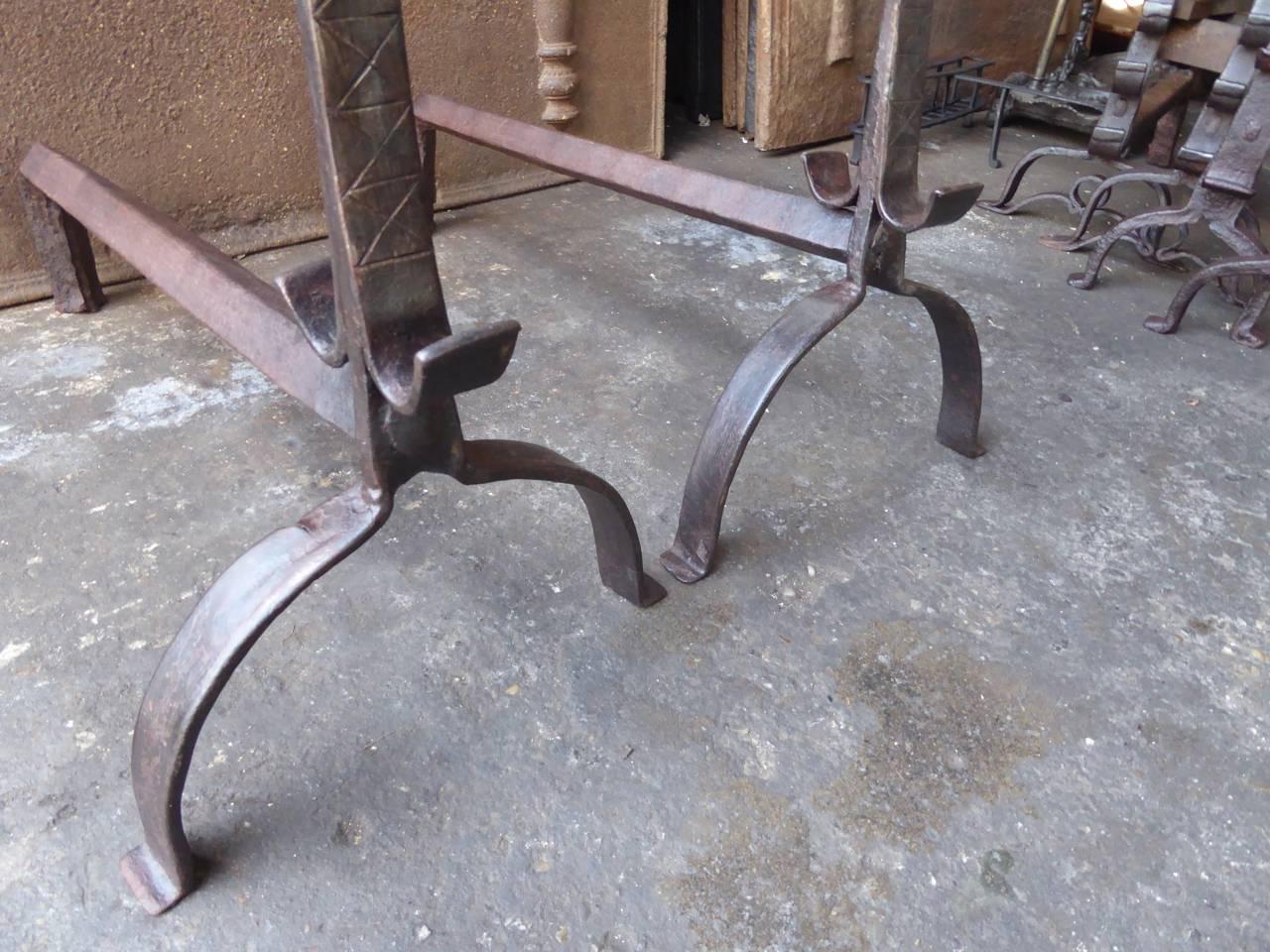 17th Century French Gothic Andirons or Firedogs For Sale 4