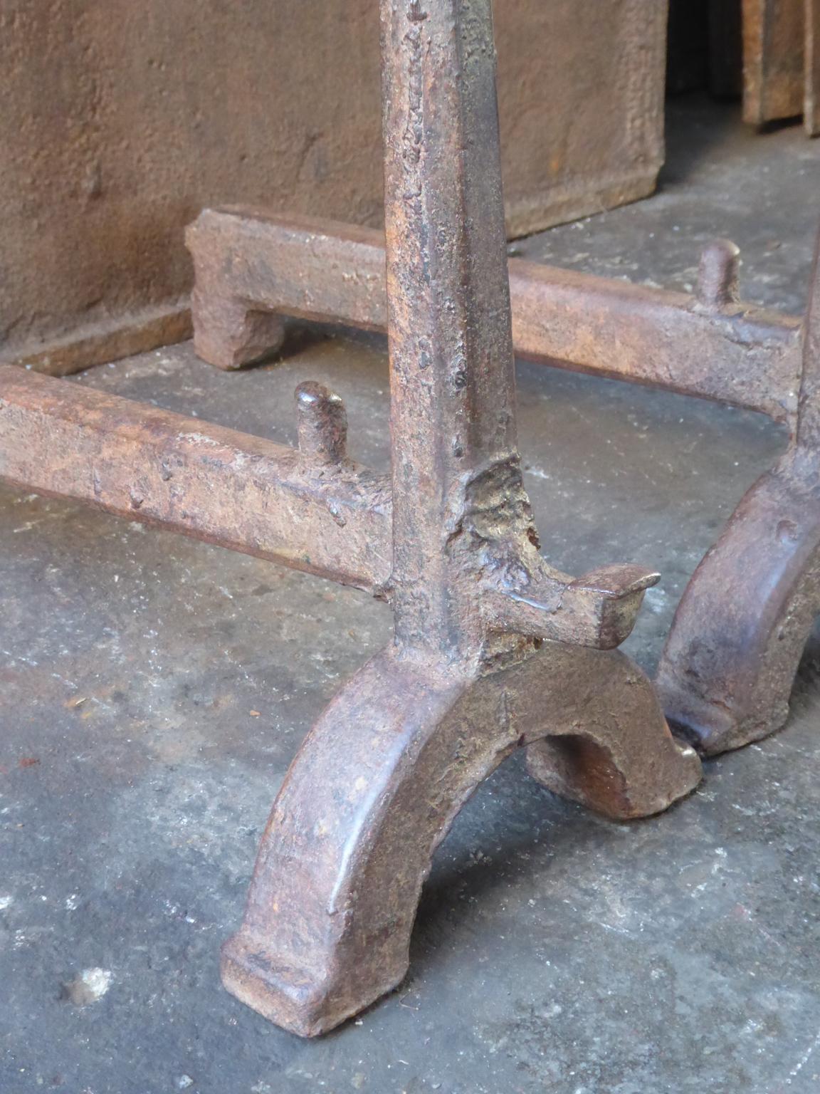 17th Century French Gothic Andirons or Firedogs 3