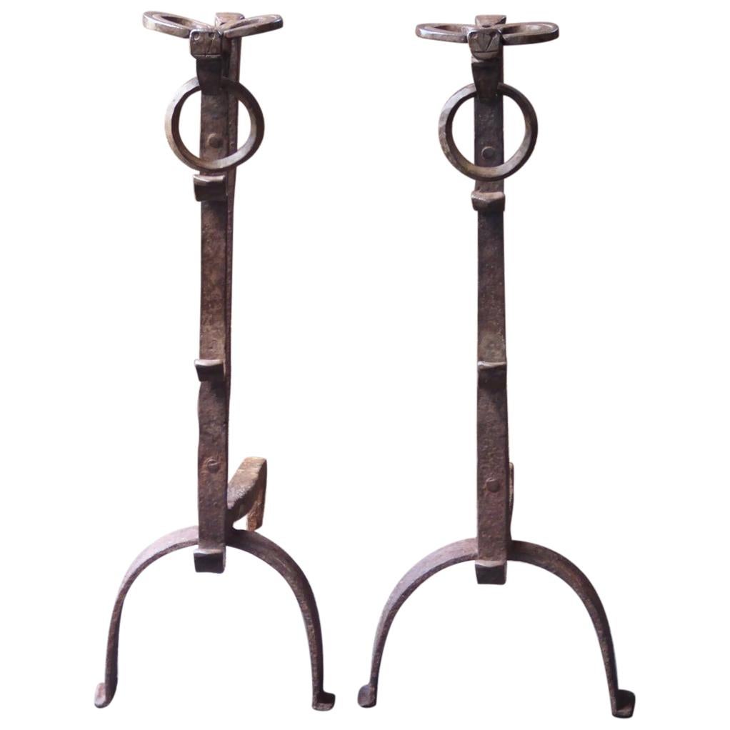 17th Century French Gothic Andirons or Firedogs