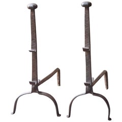 17th Century French Gothic Andirons or Firedogs Antique 17th Century French Gothic Andirons or Firedogs