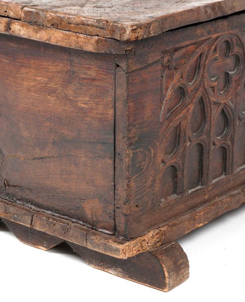 17th Century French Gothic Carved Trunk 5