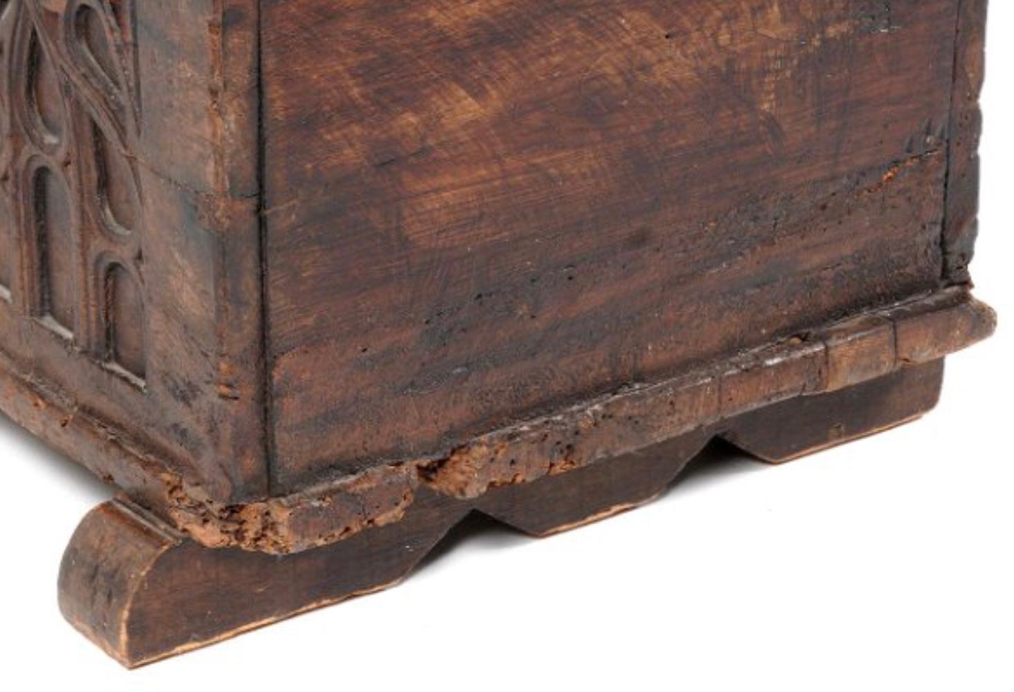 18th Century and Earlier 17th Century French Gothic Carved Trunk