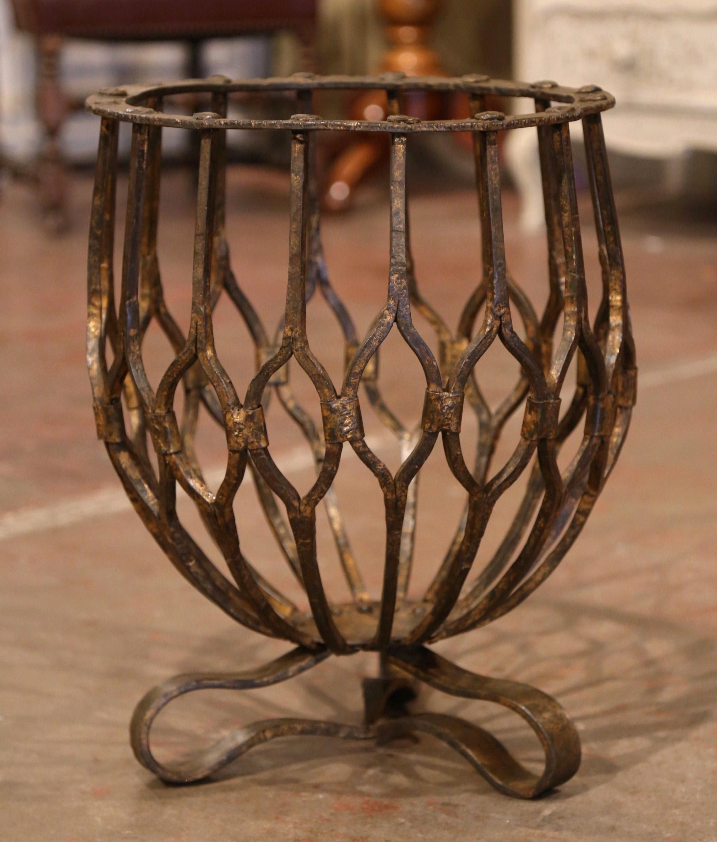 17th Century French Gothic Forged Iron Fireplace Log Holder For