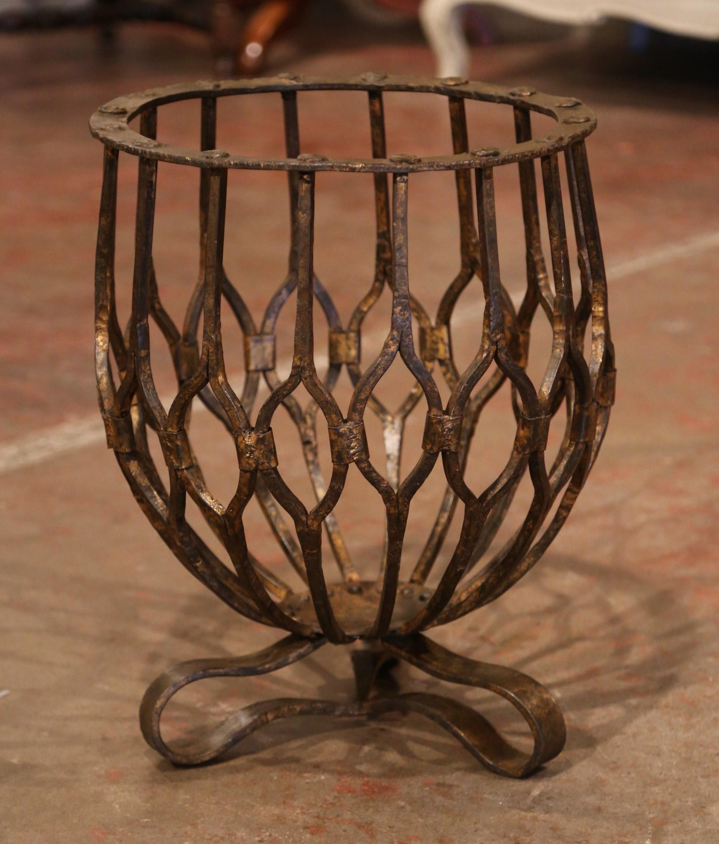 17th Century French Gothic Forged Iron Fireplace Log Holder For