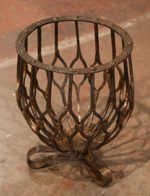17th Century French Gothic Forged Iron Fireplace Log Holder For