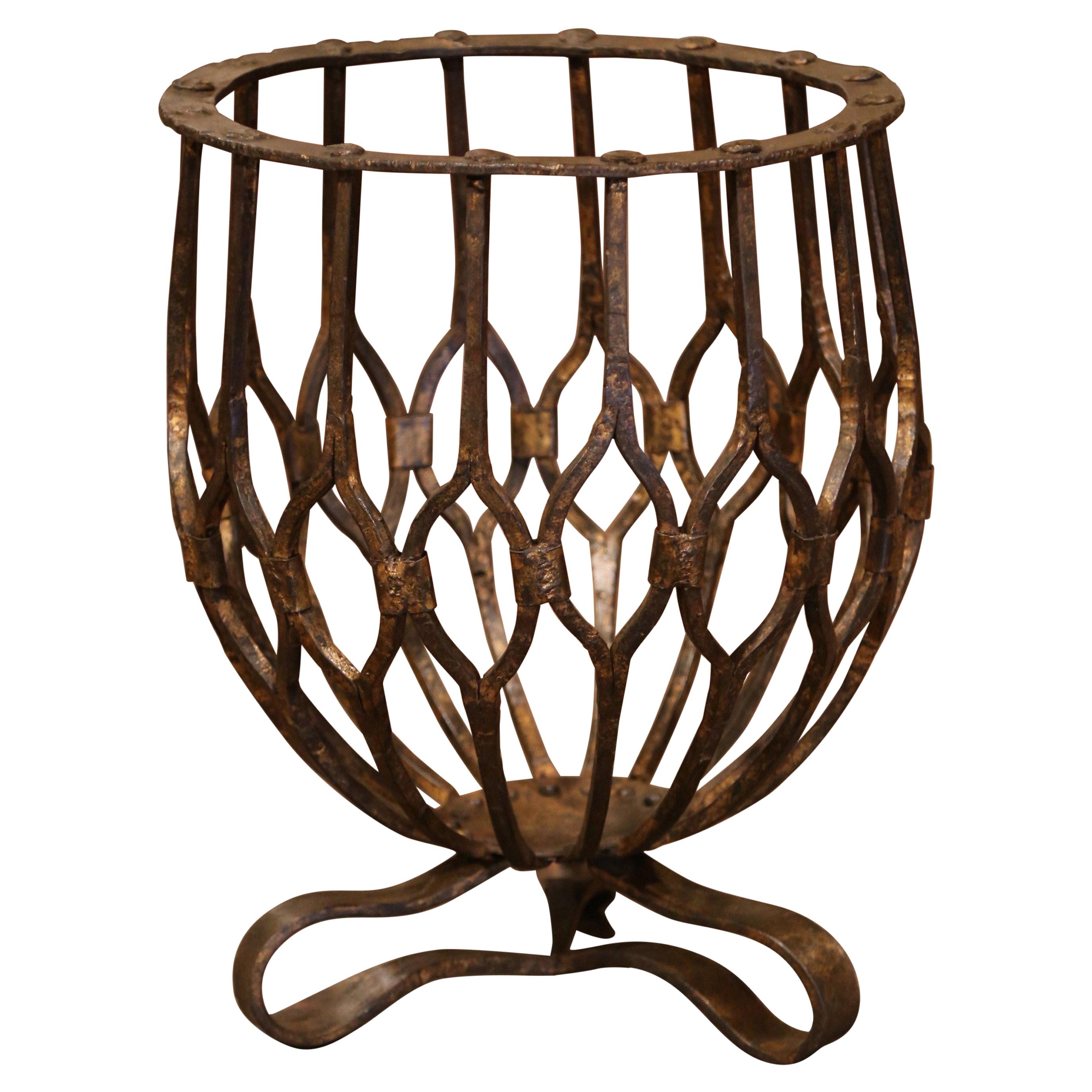 17th Century French Gothic Forged Iron Fireplace Log Holder For