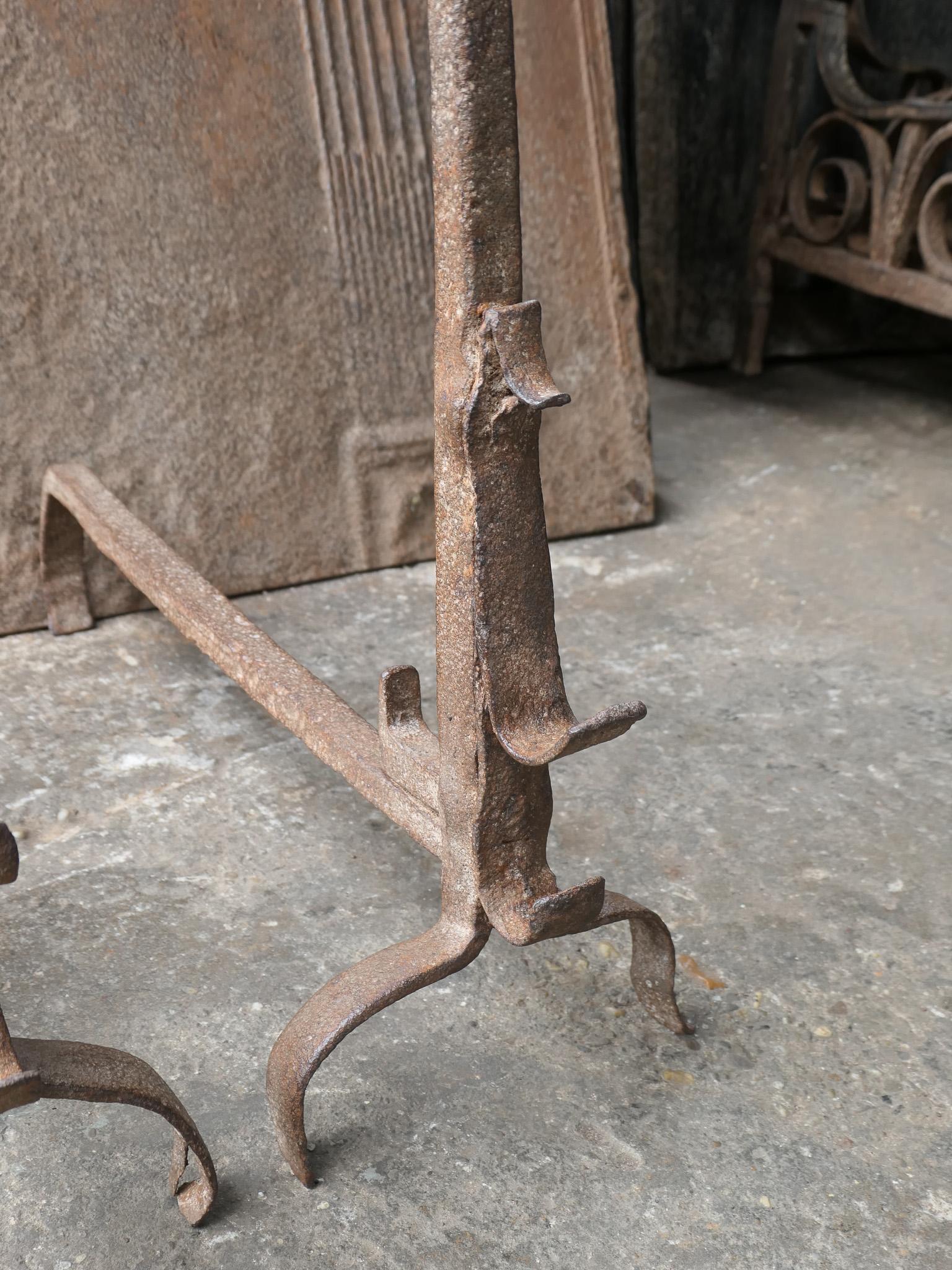 17th Century French Gothic Period Andirons or Firedogs For Sale 4