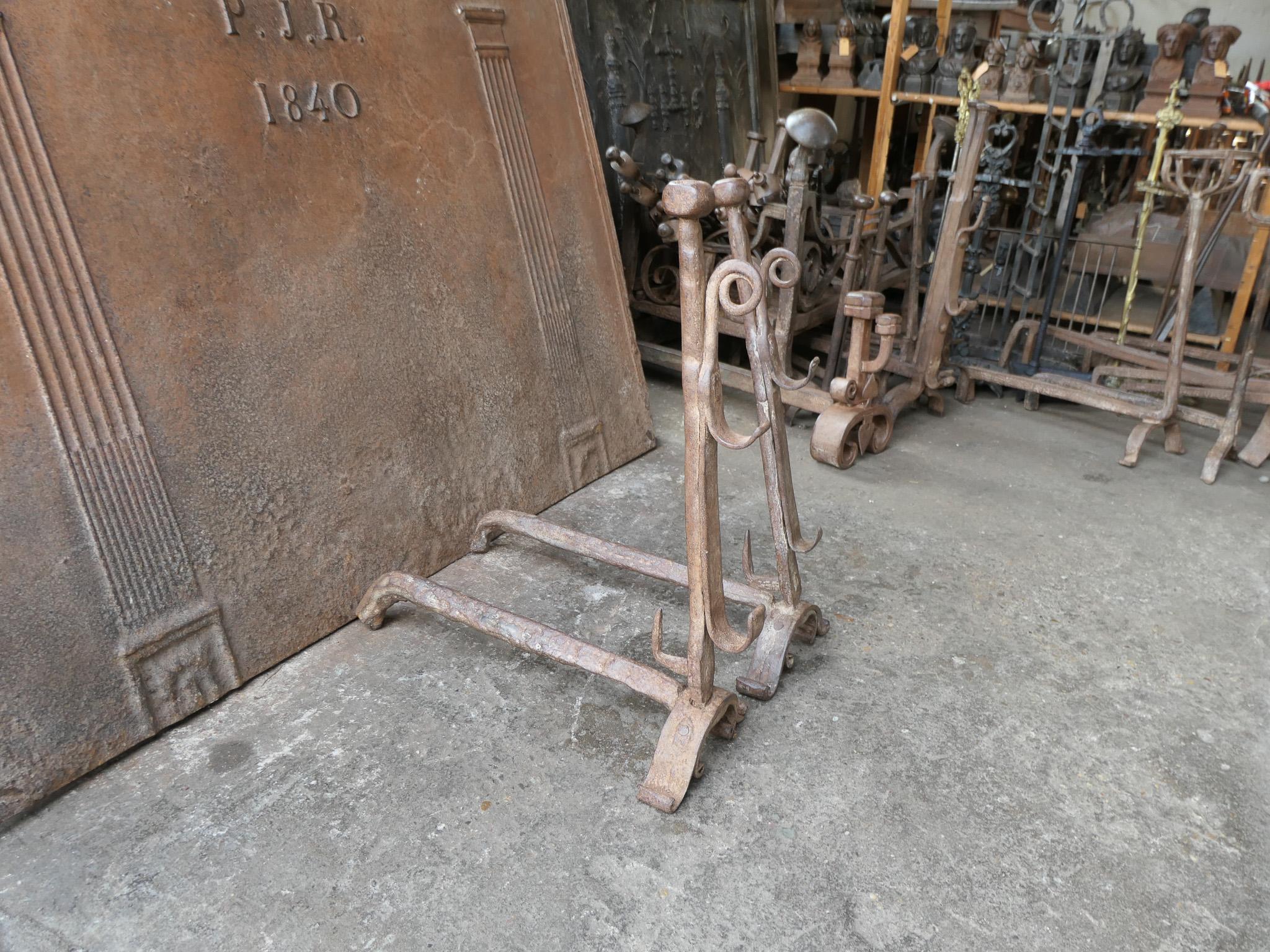 17th Century French Gothic Period Andirons or Firedogs For Sale 7