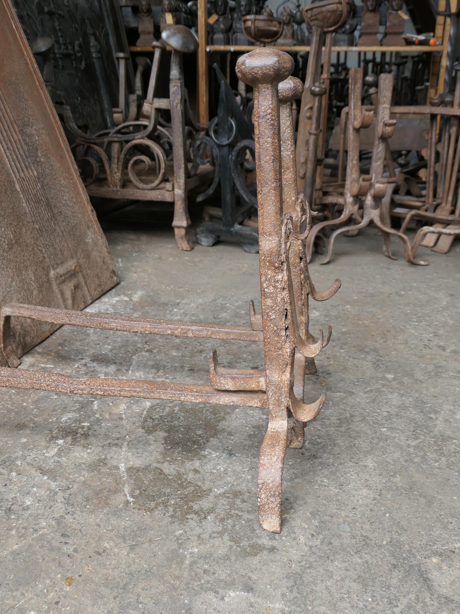17th Century French Gothic Period Andirons or Firedogs For Sale 8
