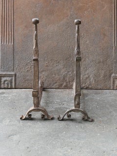 17th Century French Gothic Period Andirons or Firedogs