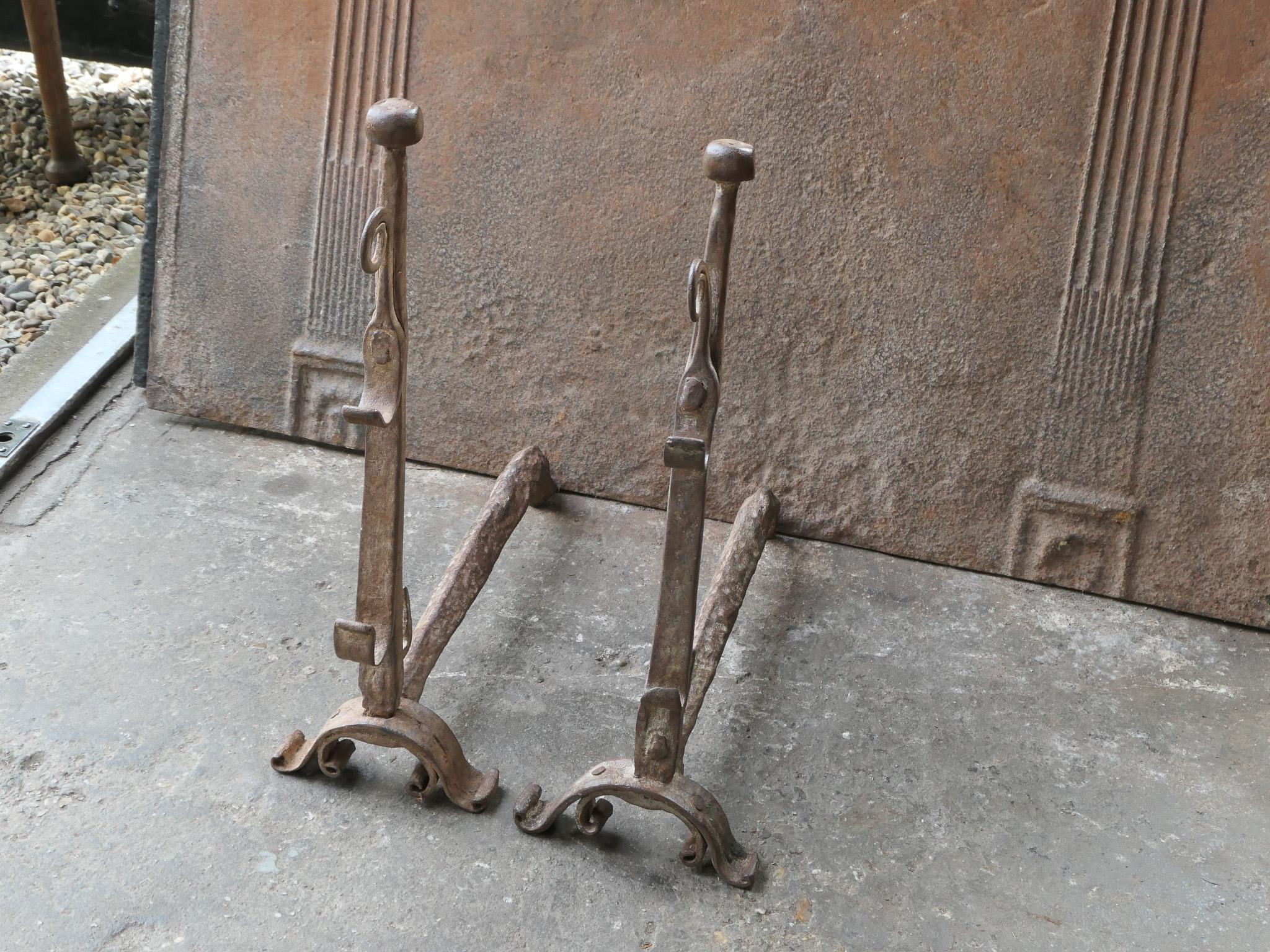 17th Century French Gothic Period Andirons or Firedogs In Good Condition For Sale In Soest, NL