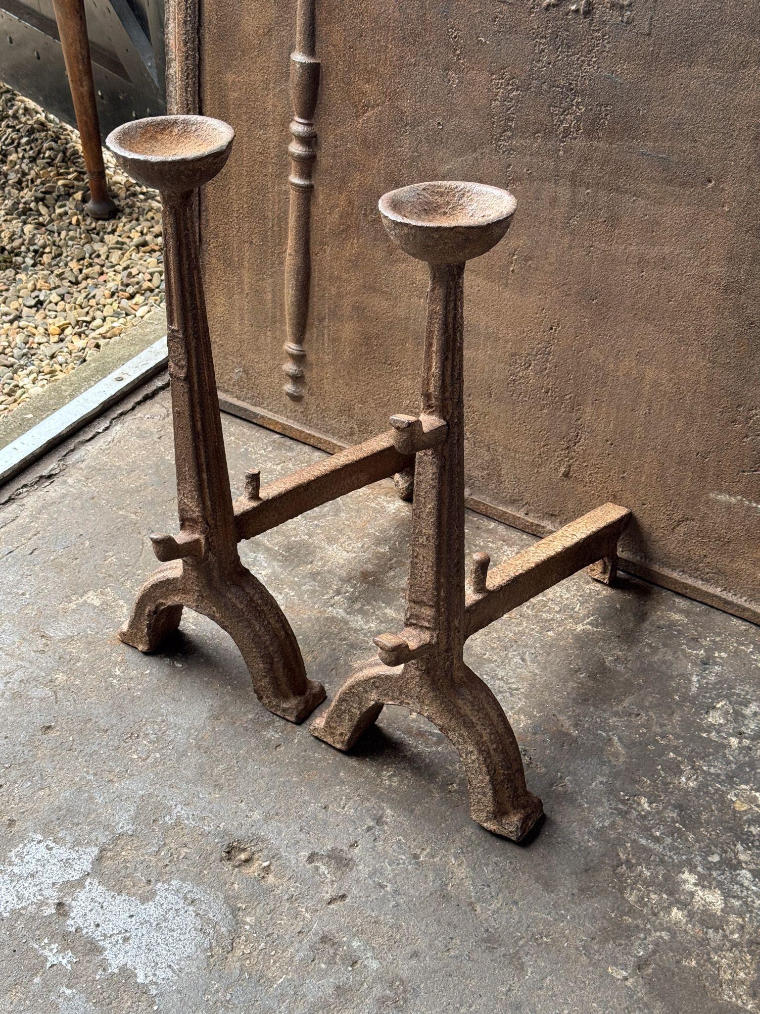 17th Century French Gothic Period Andirons or Firedogs For Sale 1