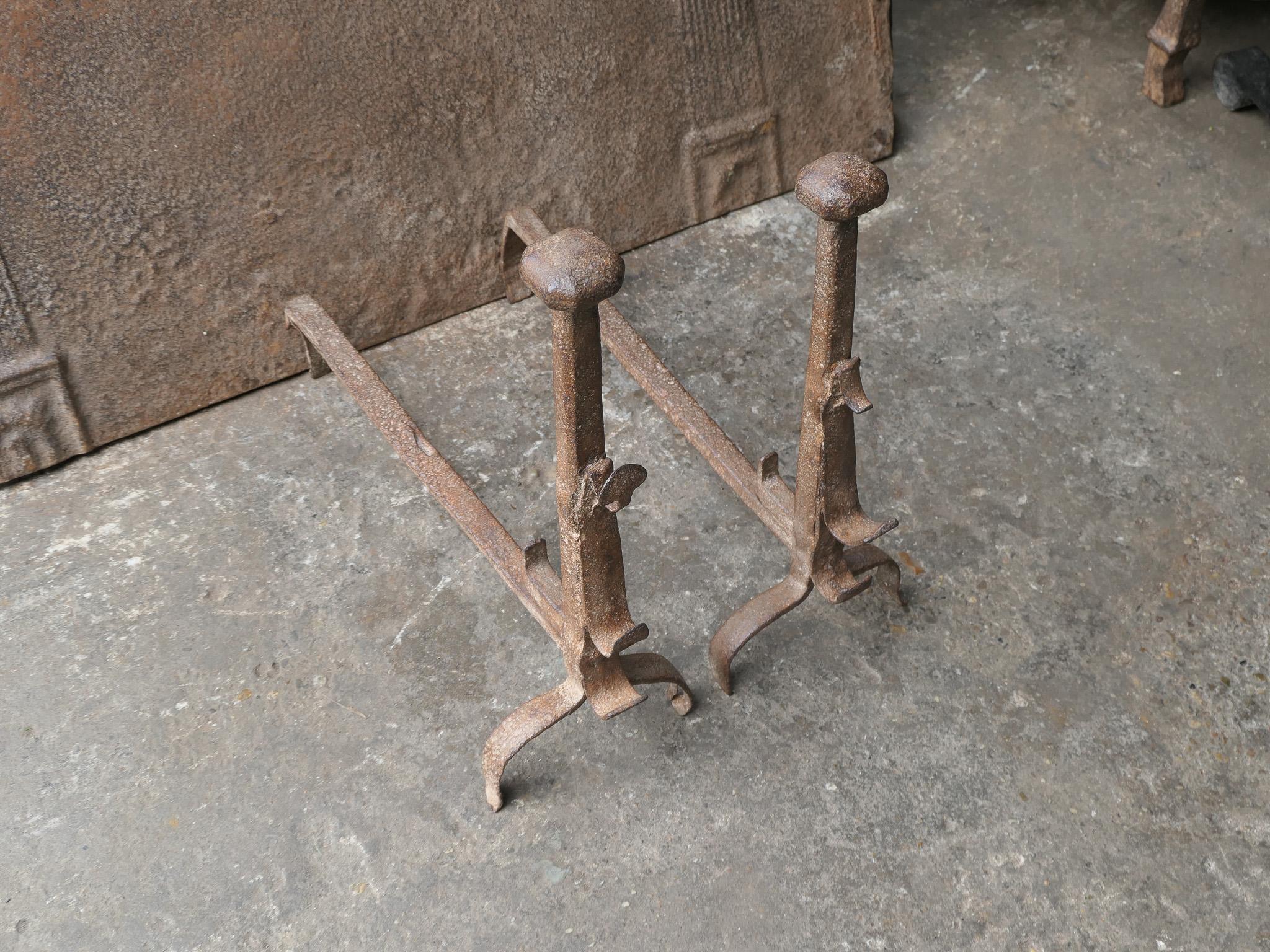 17th Century French Gothic Period Andirons or Firedogs For Sale 1