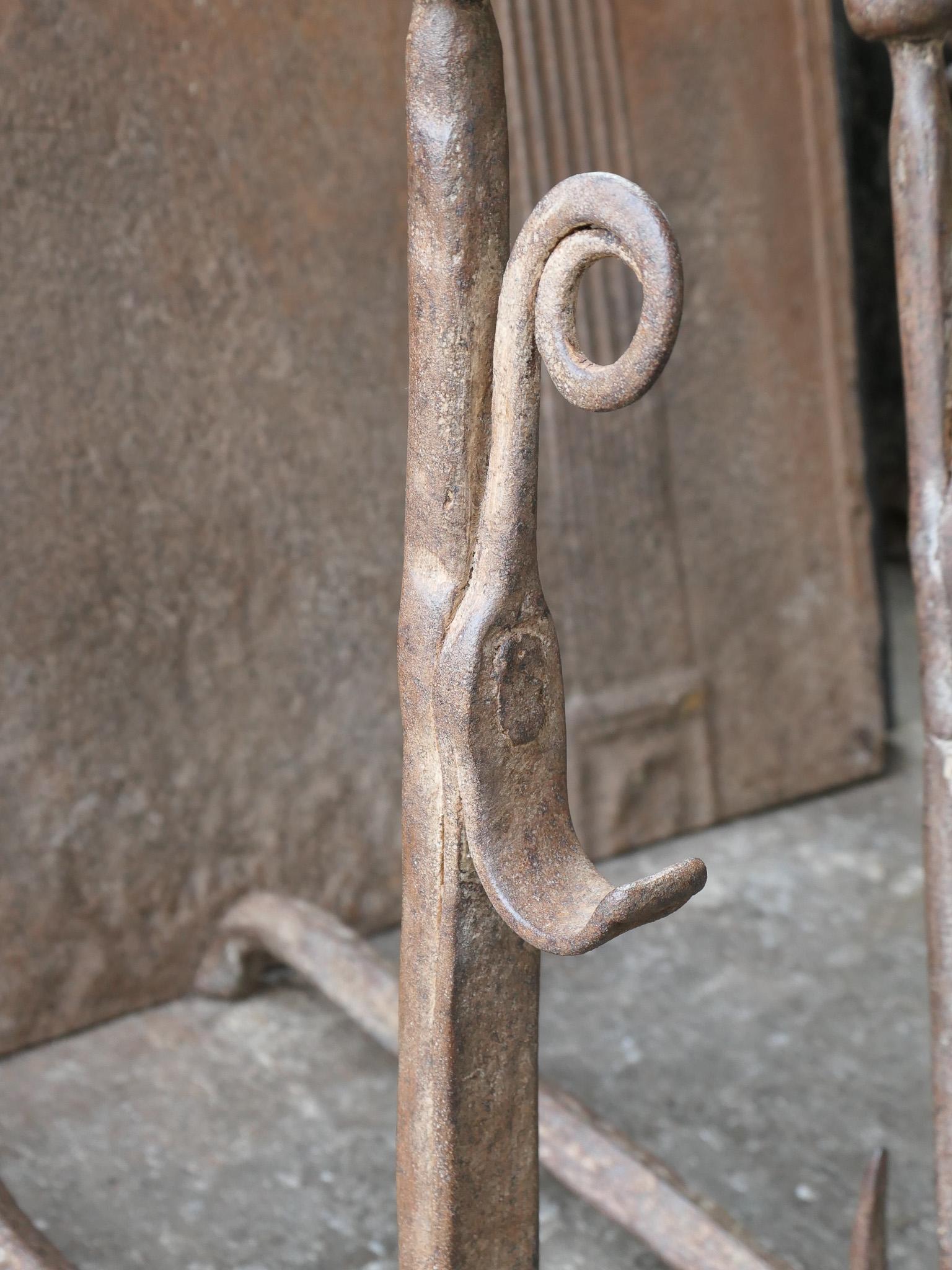 17th Century French Gothic Period Andirons or Firedogs For Sale 1