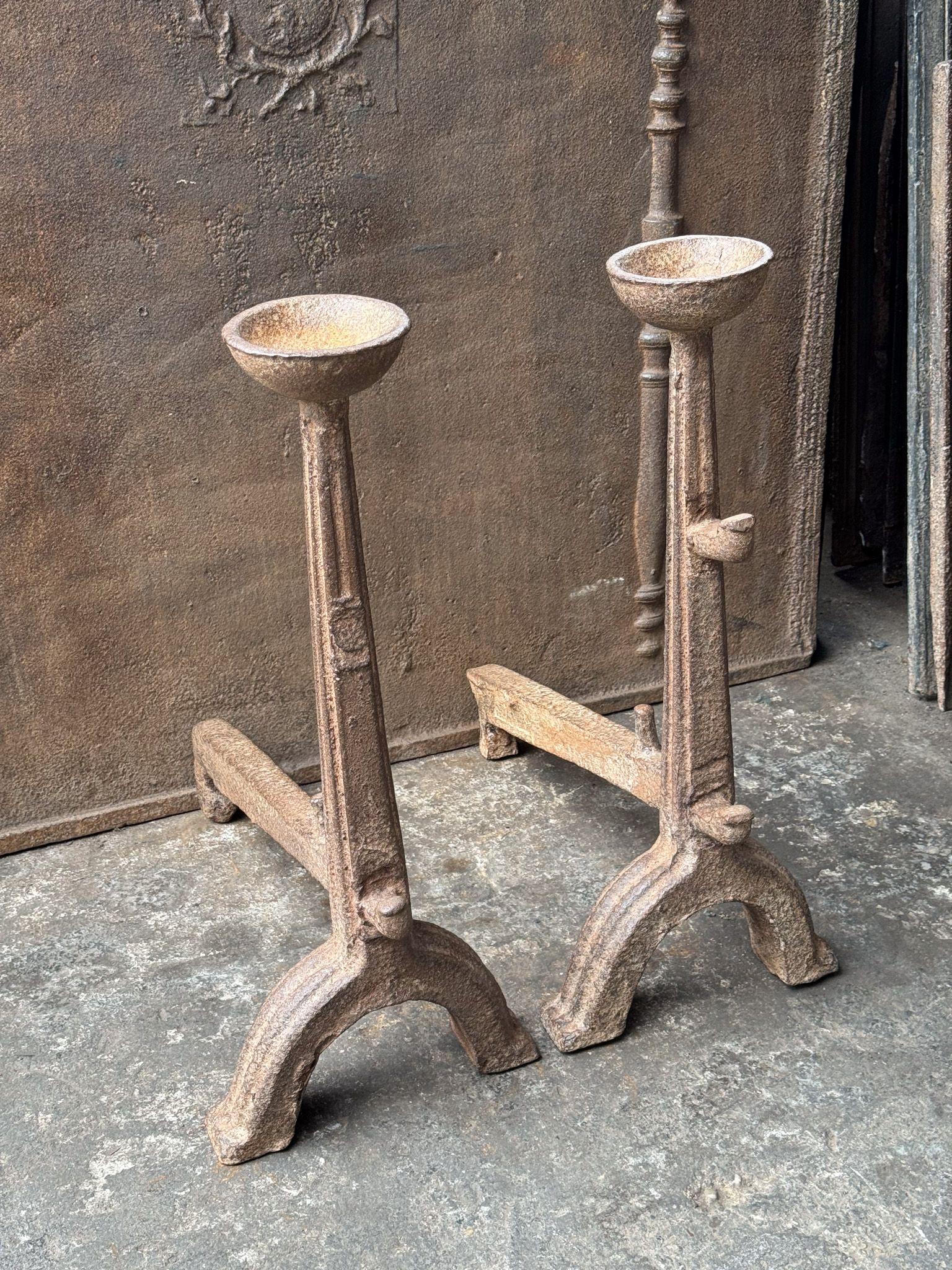17th Century French Gothic Period Andirons or Firedogs For Sale 2