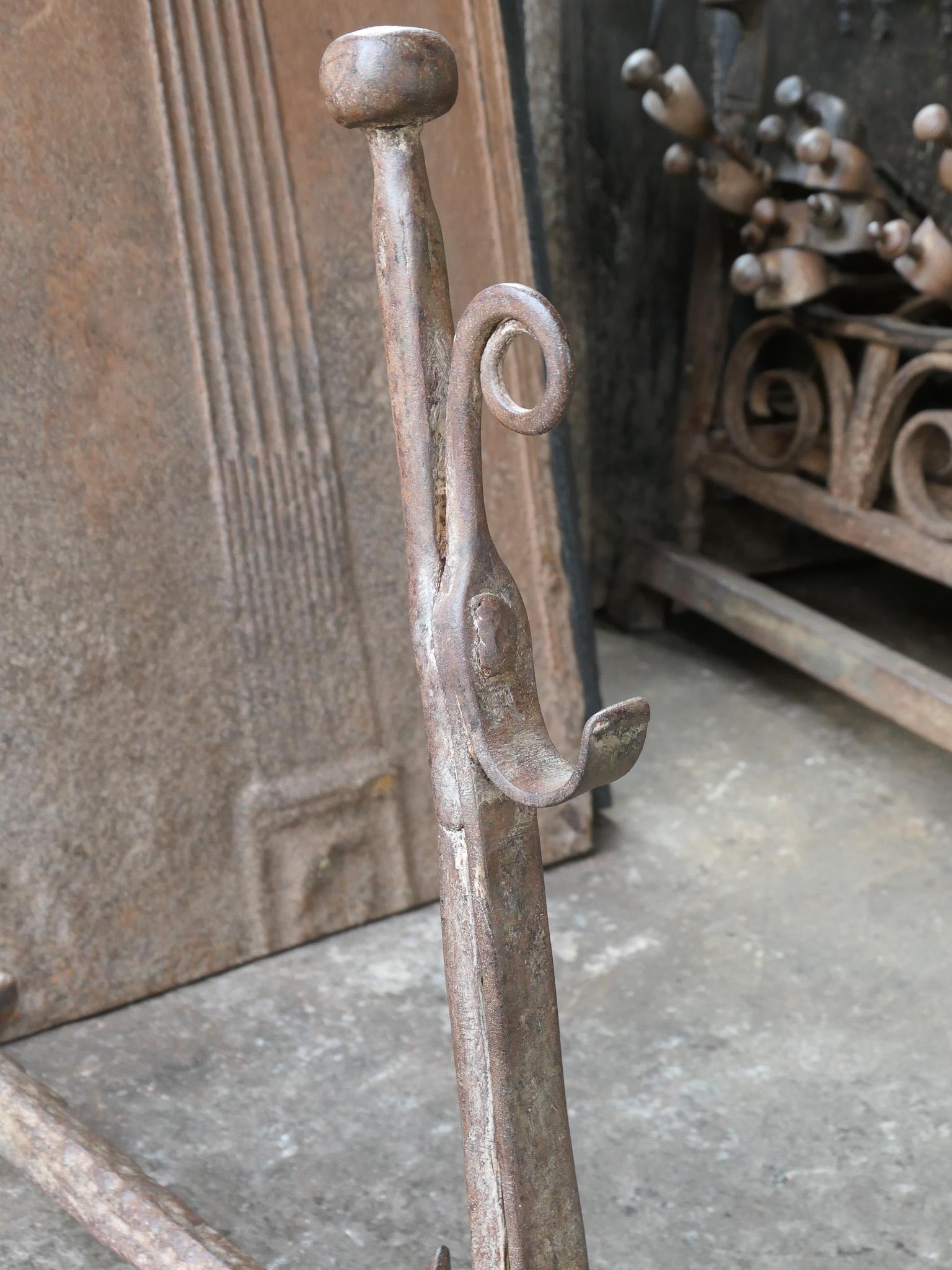 17th Century French Gothic Period Andirons or Firedogs For Sale 2