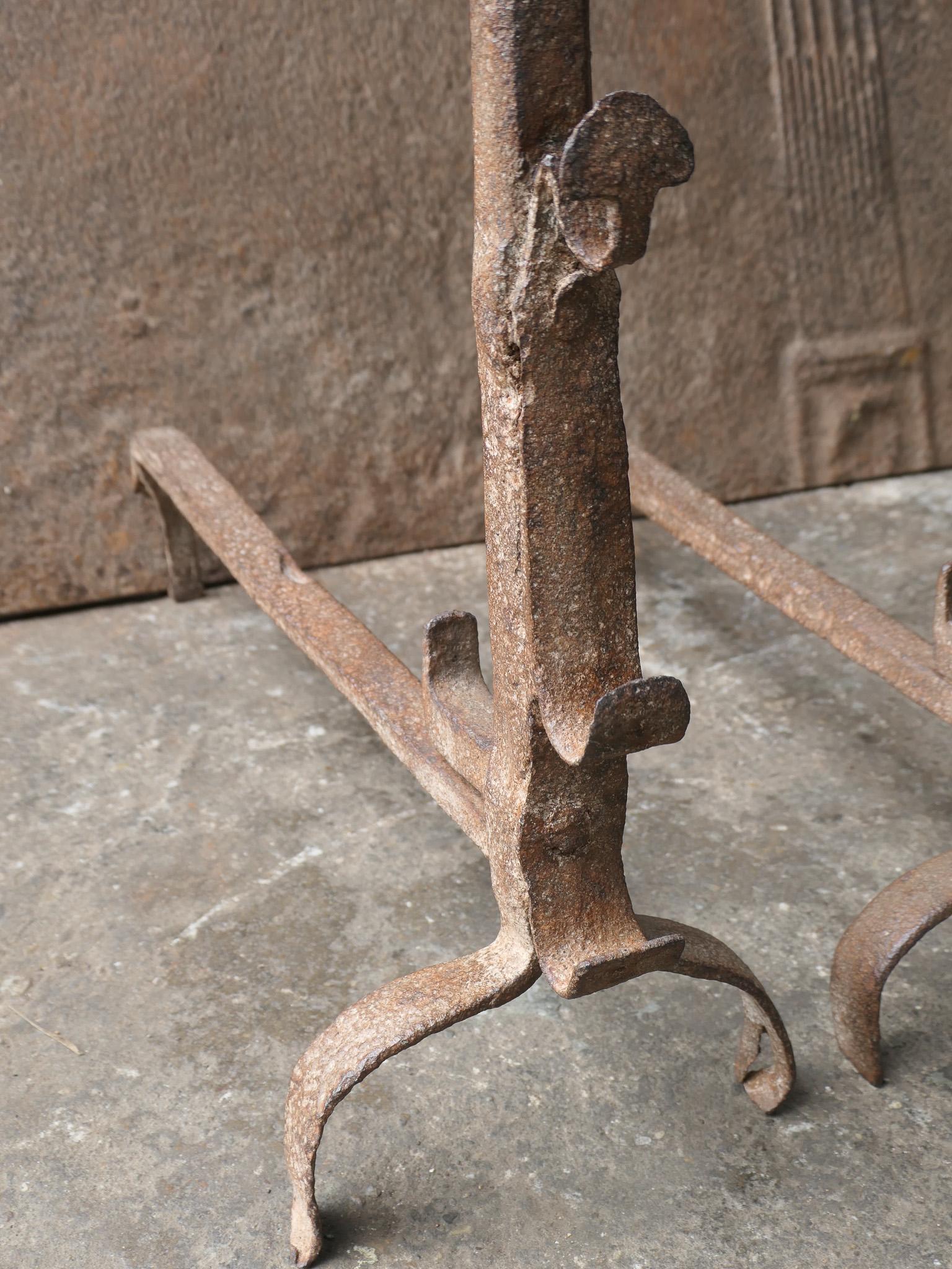 17th Century French Gothic Period Andirons or Firedogs For Sale 3