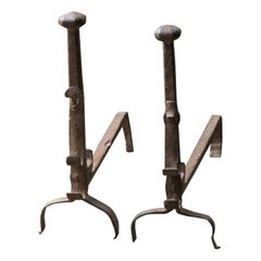 17th Century French Gothic Period Andirons or Firedogs