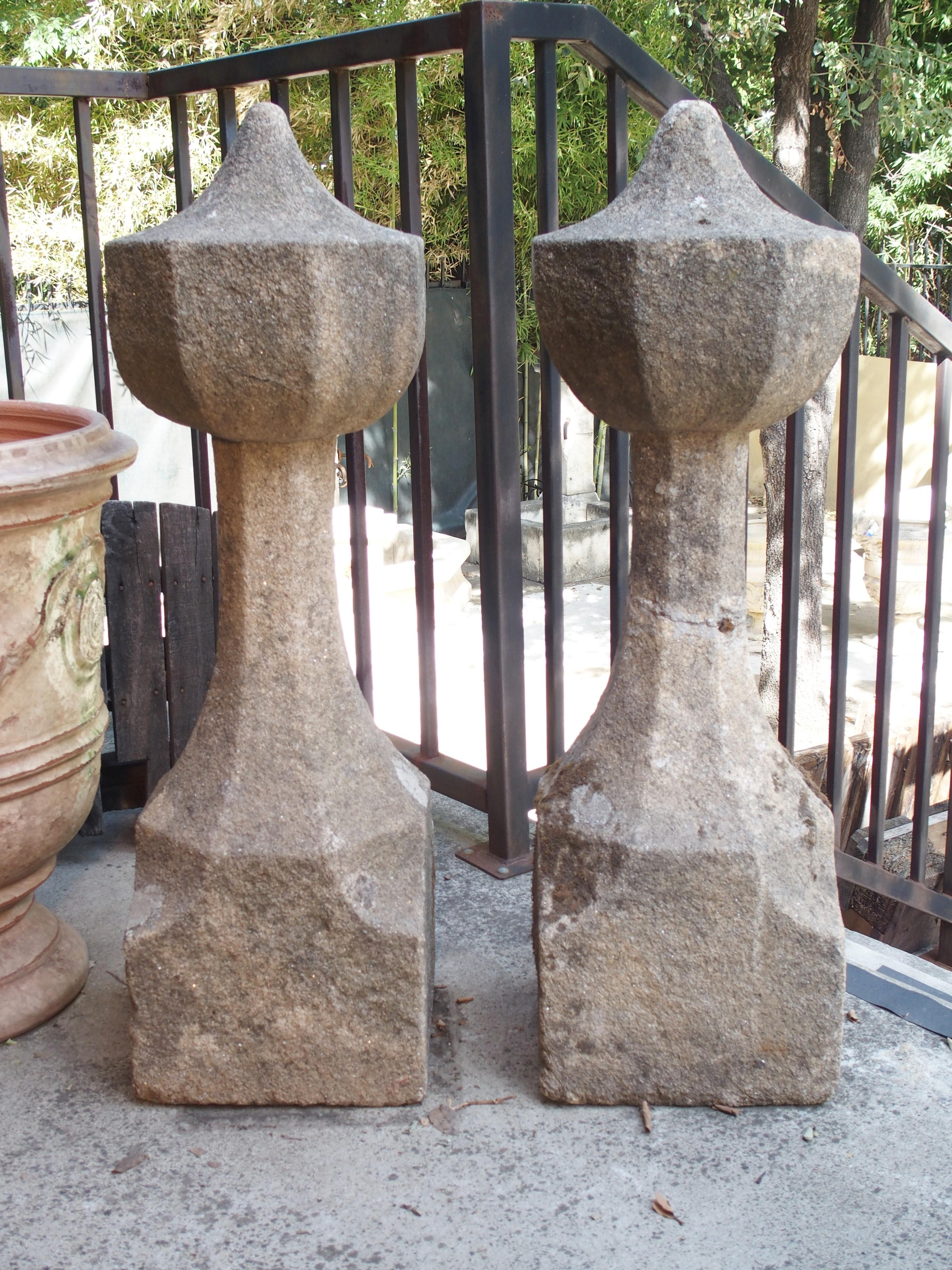18th Century and Earlier 17th Century French Granite Garden Posts