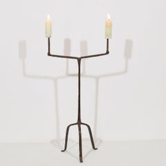 17th Century French Hand Forged Iron Candleholder