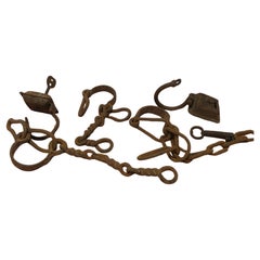 17th Century French Iron Prisoner Shackles with Locks and Keys