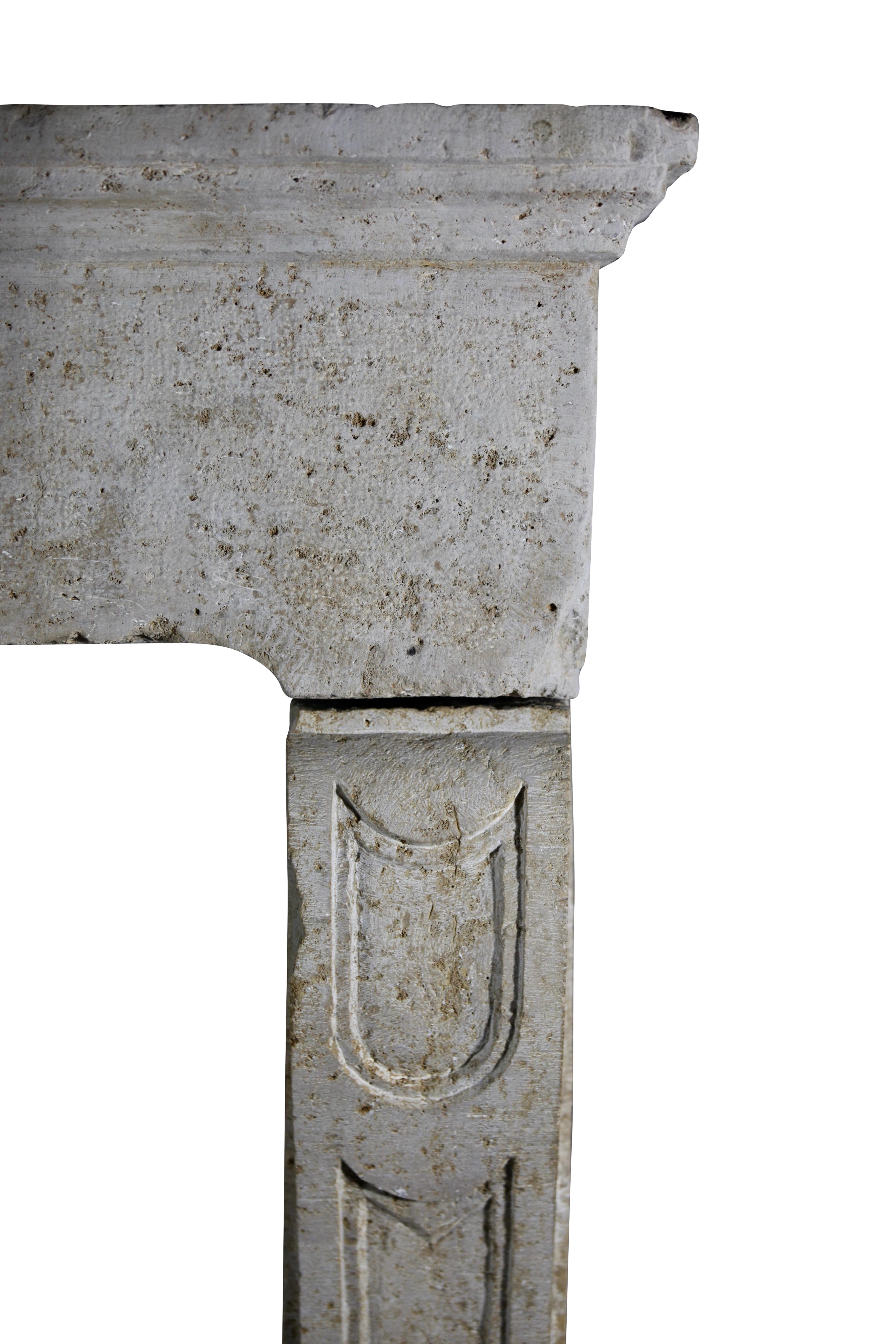 Hand-Carved 17th Century French Limestone Rustic  Fireplace Mantle With Wild Boar Detail For Sale