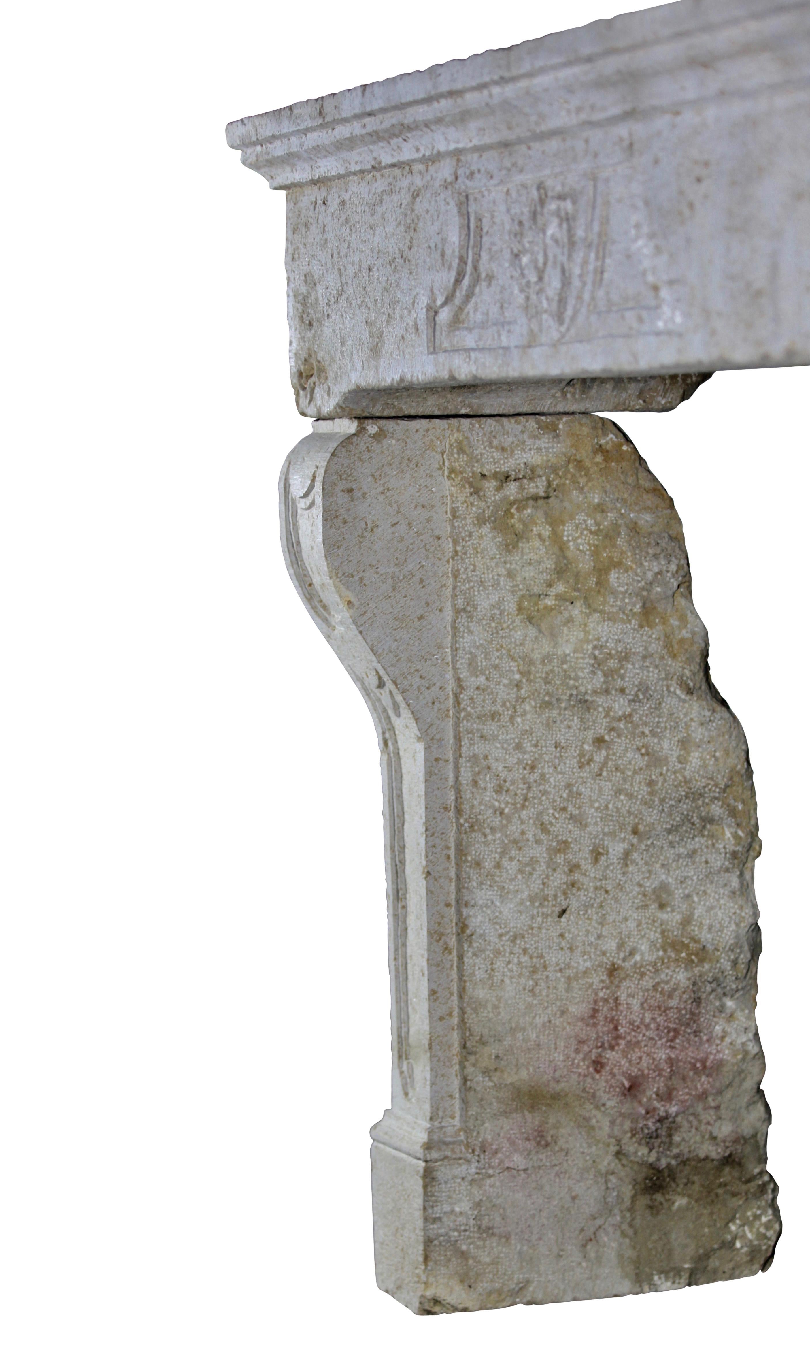 17th Century French Limestone Rustic  Fireplace Mantle With Wild Boar Detail For Sale 1