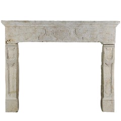 17th Century French Limestone Rustic  Fireplace Mantle With Wild Boar Detail