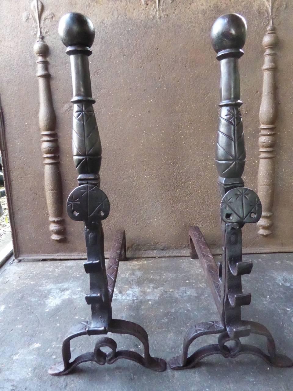 17th Century French Louis XIII Andirons or Firedogs 8