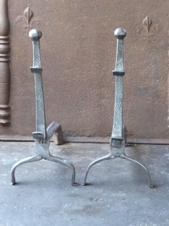 17th Century French Louis XIII Andirons or Firedogs