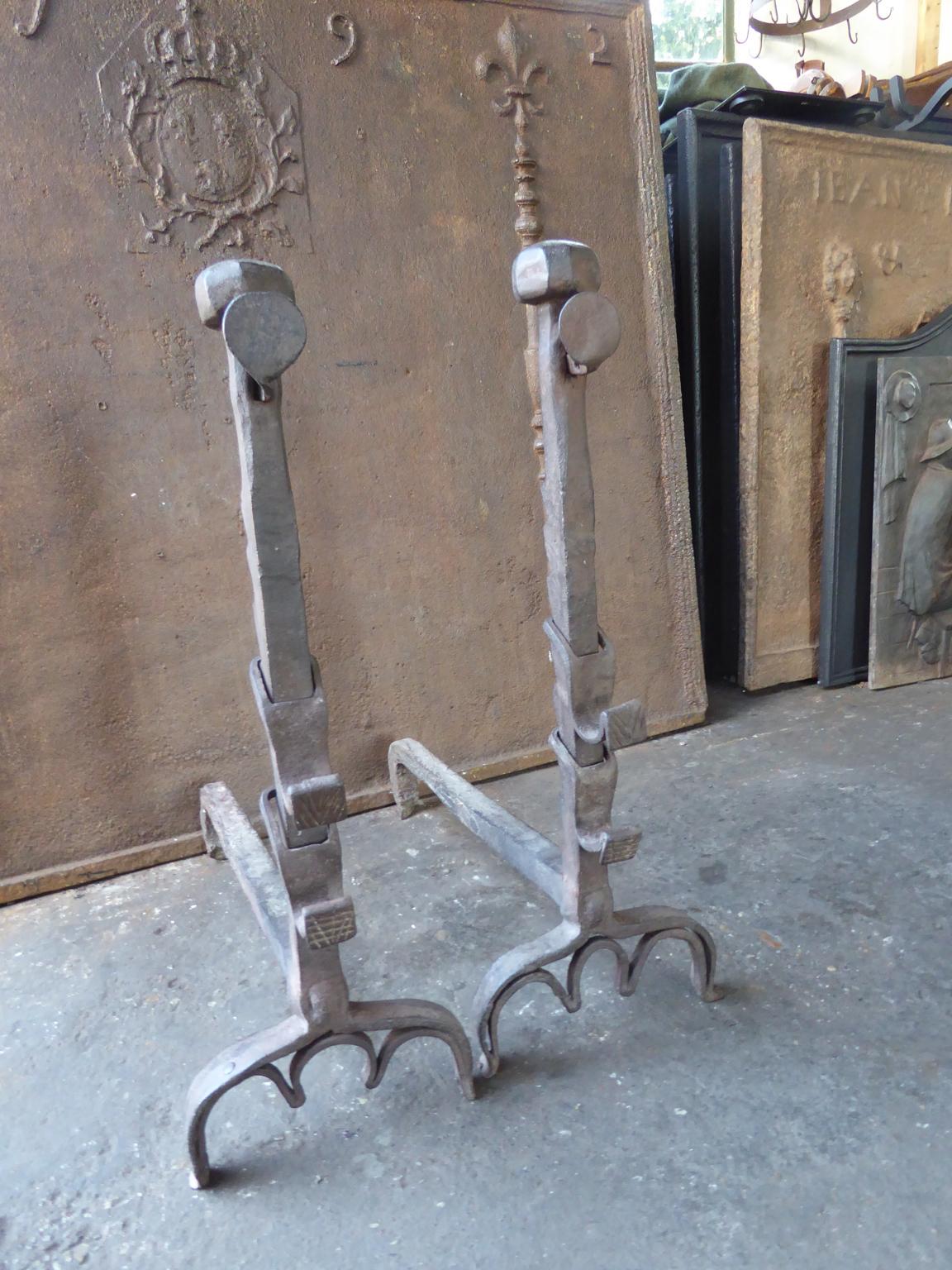 17th Century French Louis XIII Andirons or Firedogs In Good Condition In Amerongen, NL