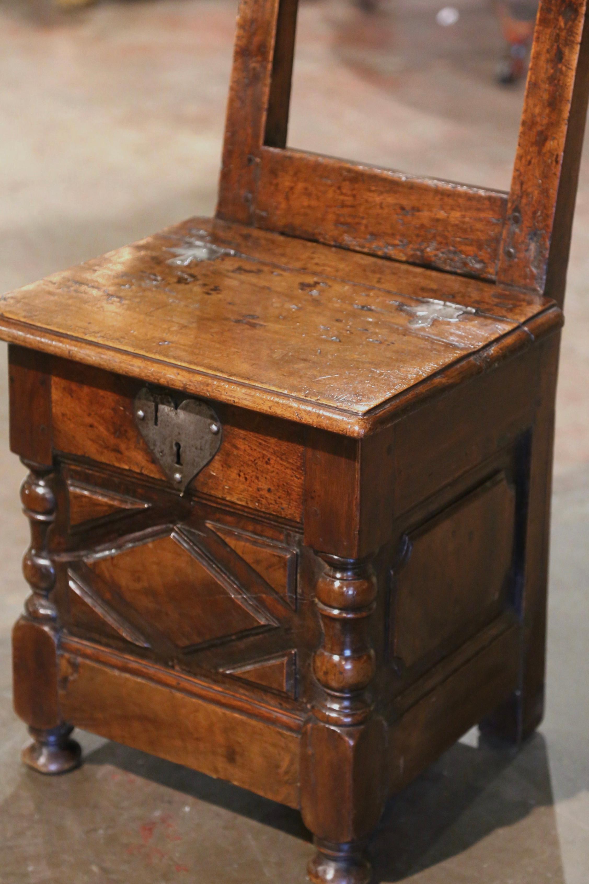 Hand-Carved 17th Century French Louis XIII Carved Walnut Salt Chair 