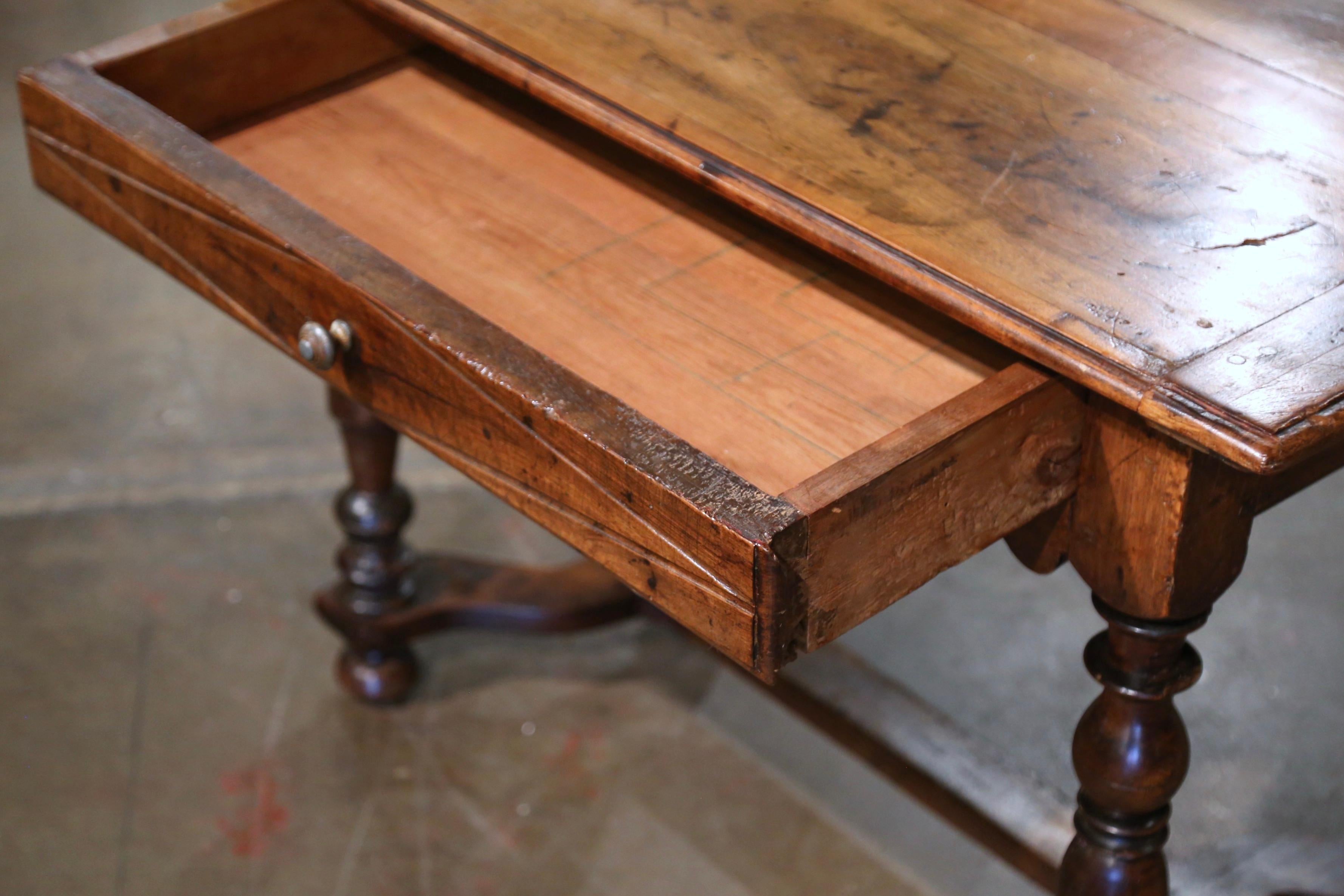 17th Century French Louis XIII Carved Walnut Side Table with Drawer 7