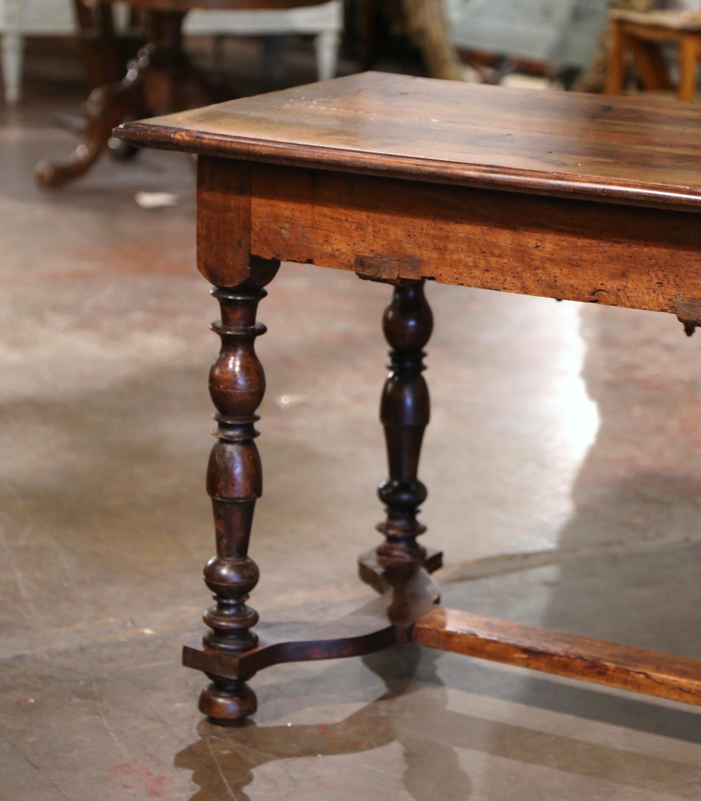 17th Century French Louis XIII Carved Walnut Side Table with Drawer 10