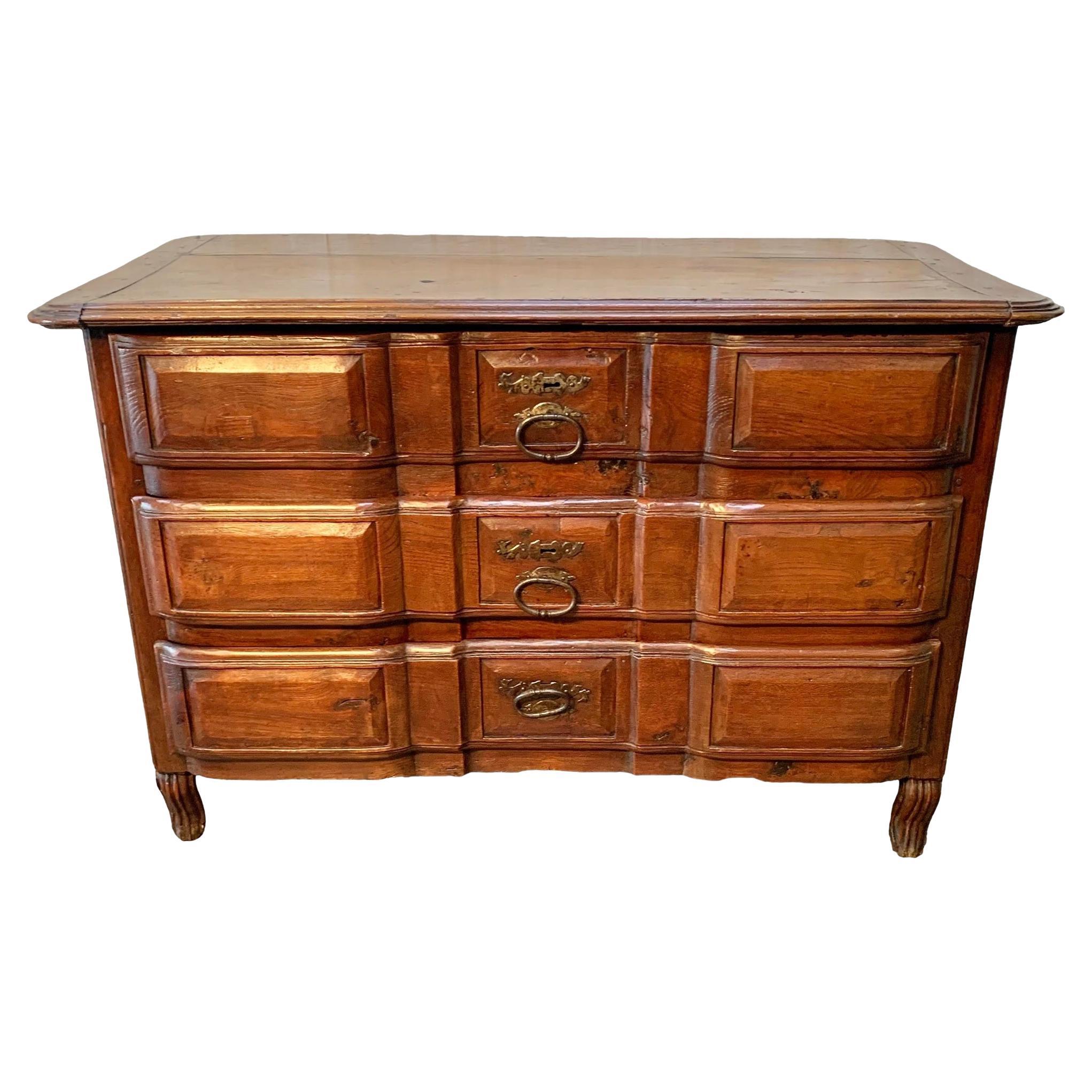 17th Century French Louis XIII Oak Three Drawer Commode / Chest of Drawers