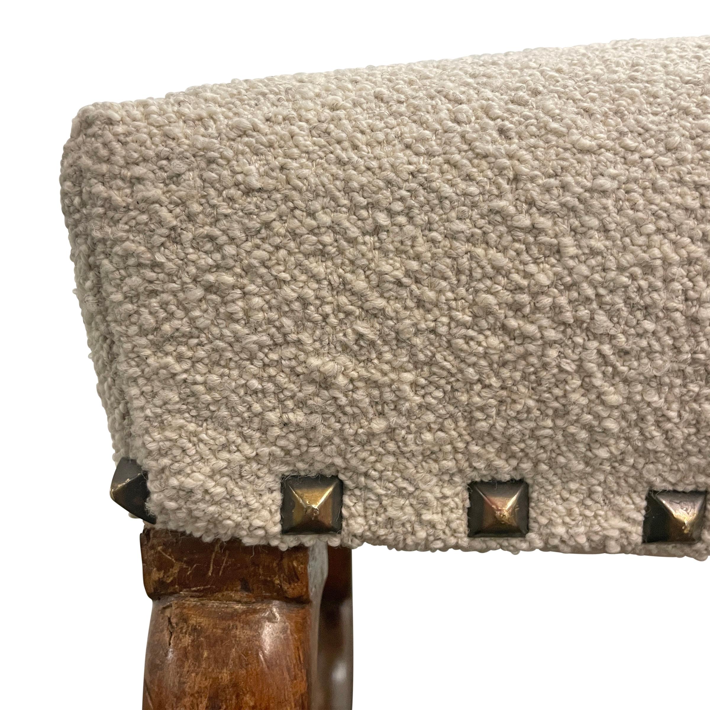 Bouclé 17th Century French Louis XIII Os-de-mouton Stool