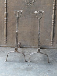 17th Century French Louis XIII Period Andirons, Firedogs, Landiers
