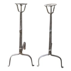 17th Century French Louis XIII Period Andirons, Firedogs, Landiers