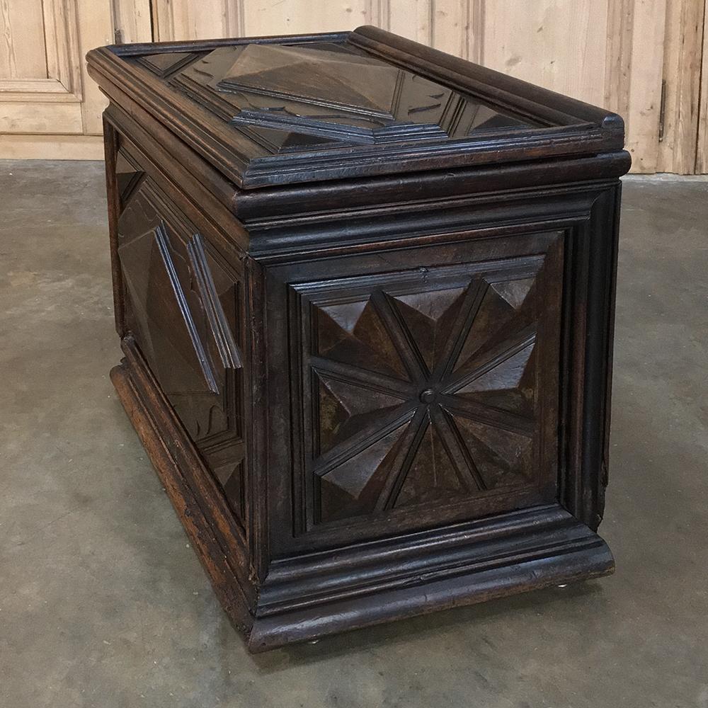 Walnut 17th Century French Louis XIII Period Petit Trunk For Sale