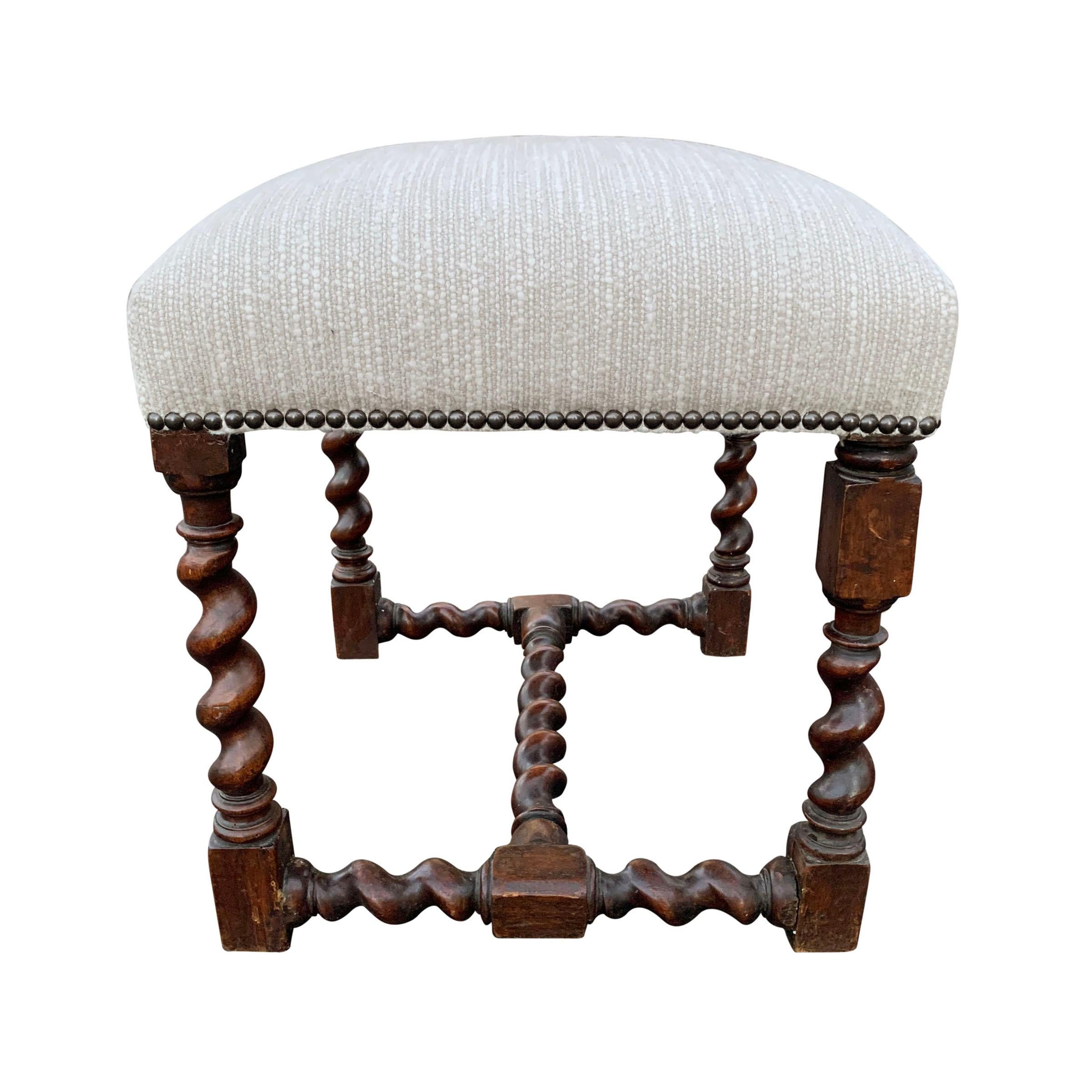Bouclé 17th Century French Louis XIII Stool For Sale
