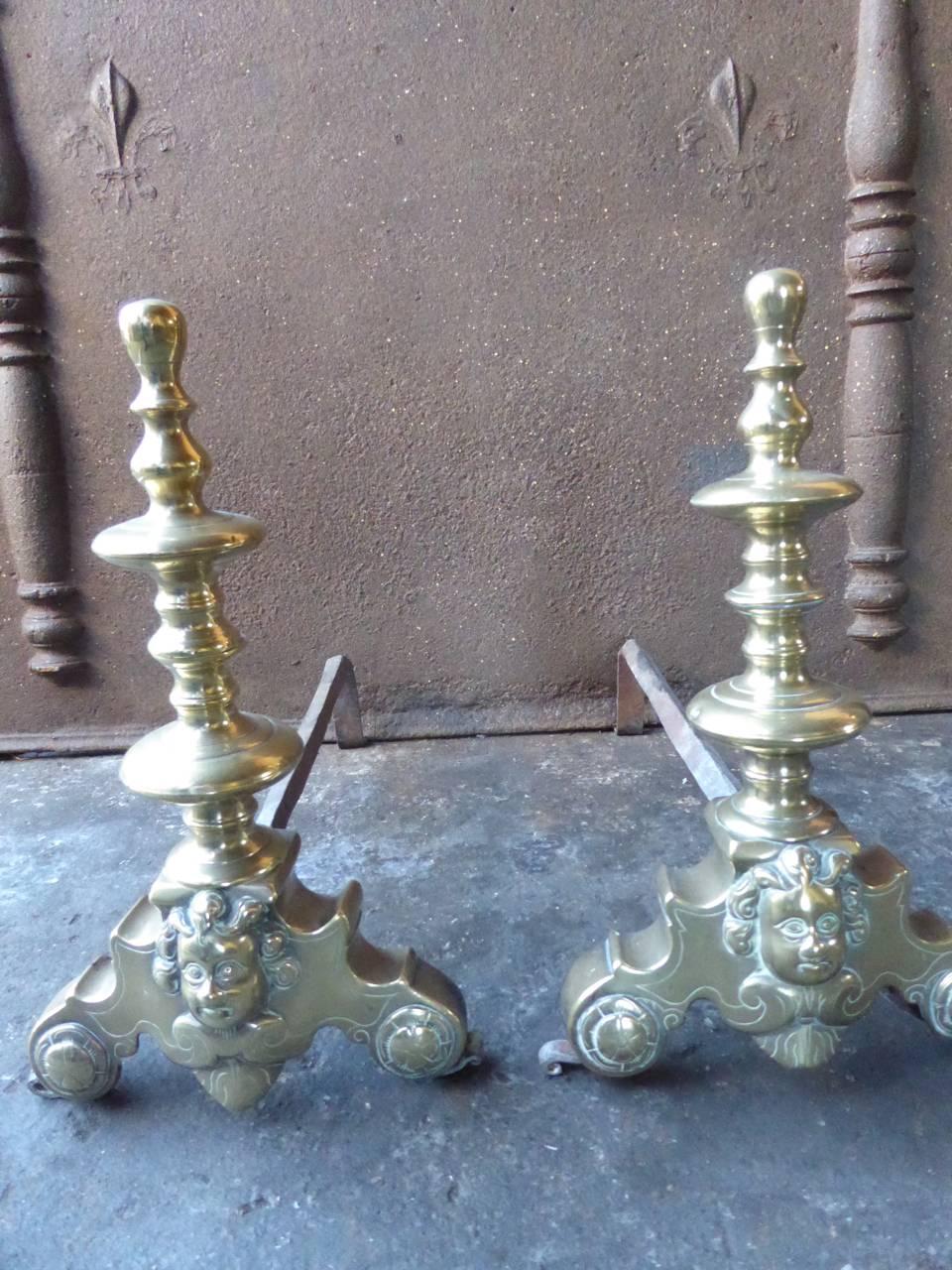 17th Century French Louis XIV Andirons or Firedogs 5
