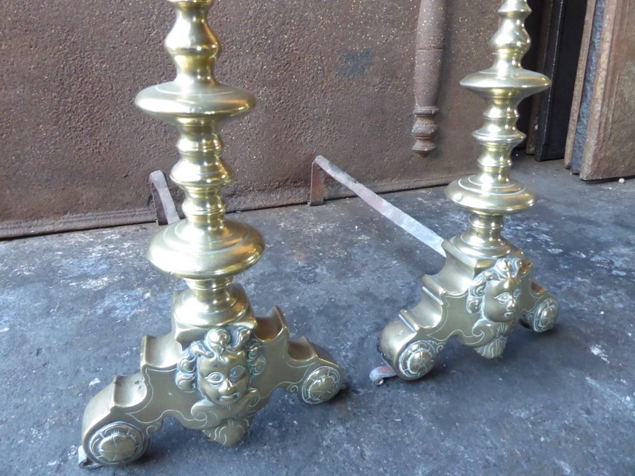 17th Century French Louis XIV Andirons or Firedogs 6