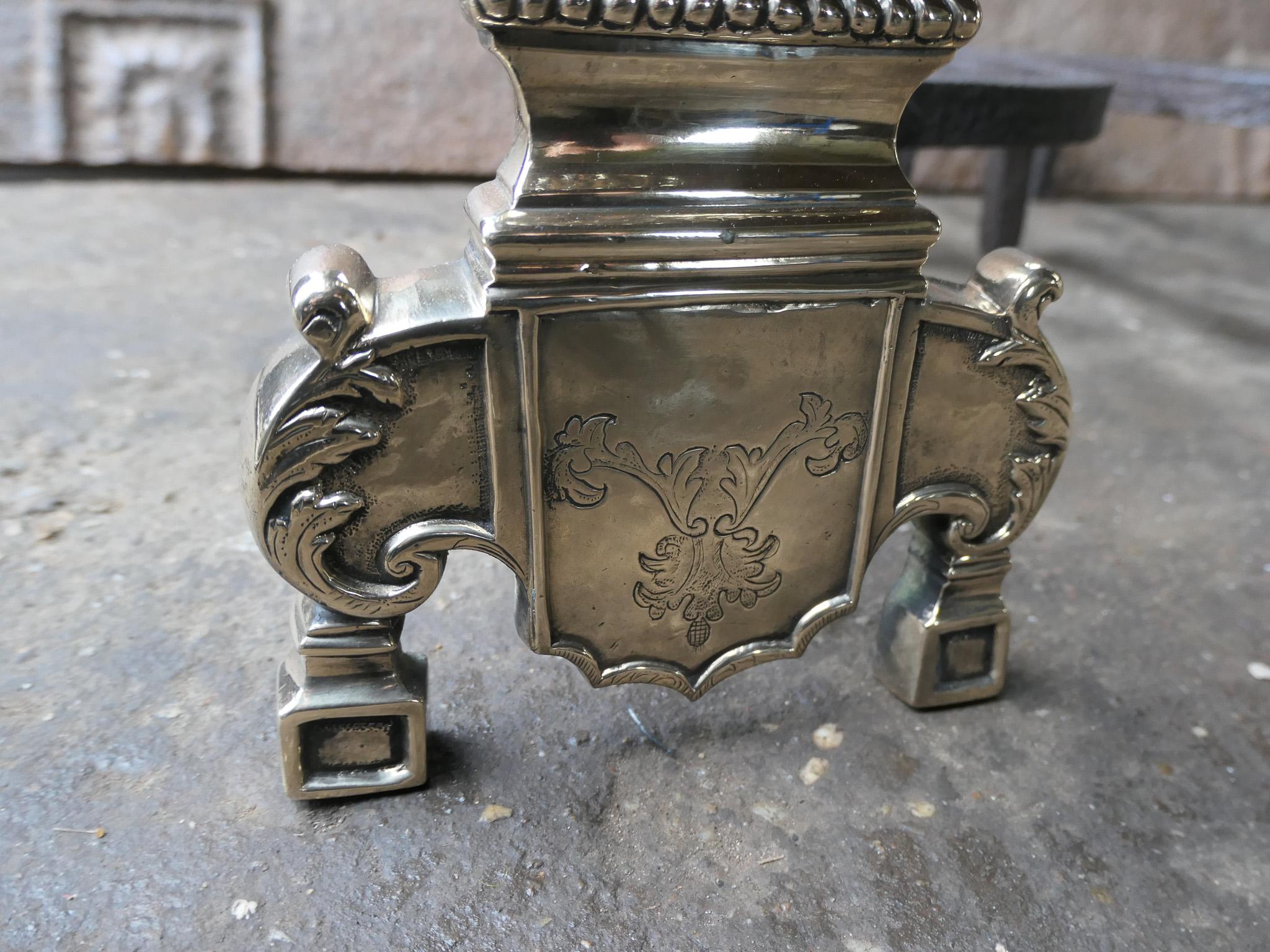 17th Century French Louis XIV Andirons or Firedogs For Sale 6