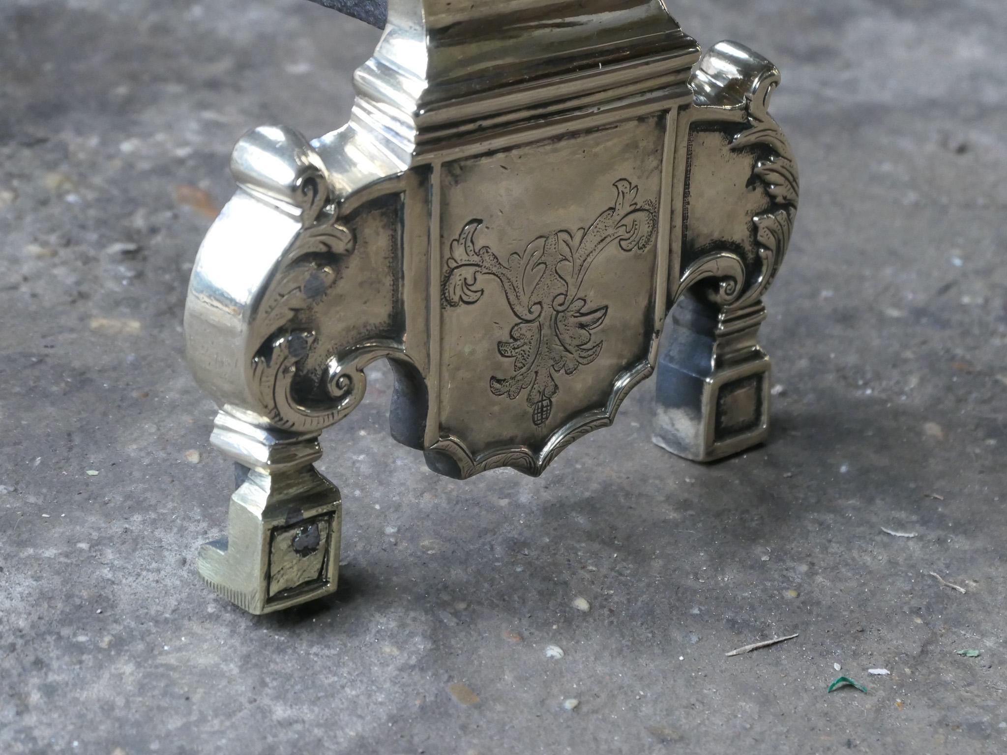 17th Century French Louis XIV Andirons or Firedogs For Sale 7