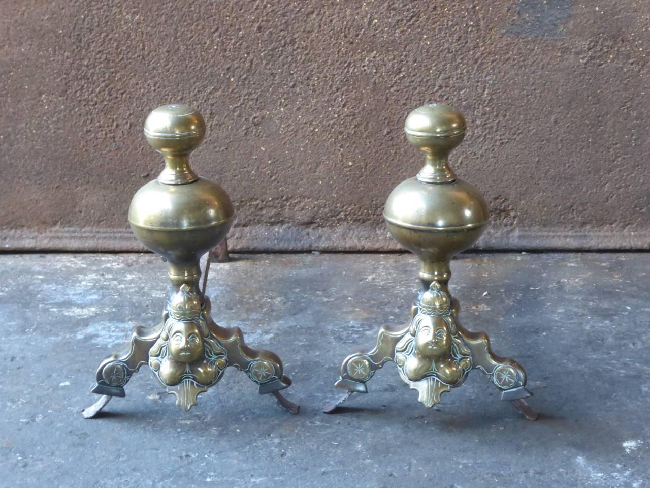 17th century French Louis XIV andirons made of bronze and wrought iron.

We have a unique and specialized collection of antique and used fireplace accessories consisting of more than 1000 listings at 1stdibs. Amongst others, we always have 300+