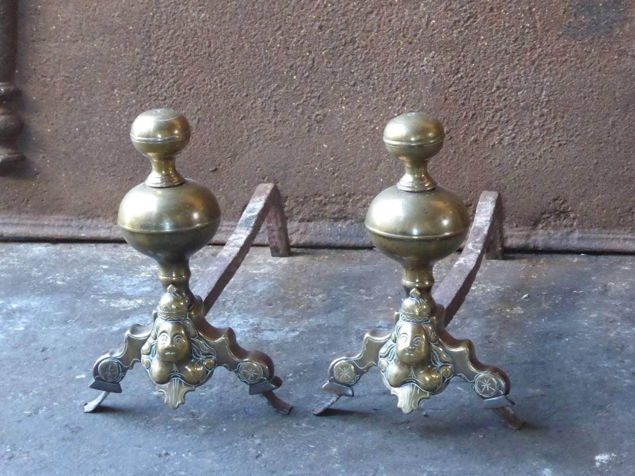17th Century French Louis XIV Andirons or Firedogs In Good Condition In Amerongen, NL
