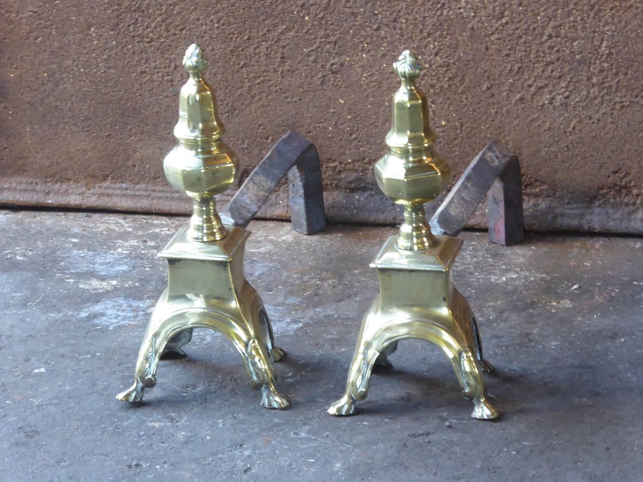 17th Century French Louis XIV Andirons or Firedogs In Good Condition In Amerongen, NL