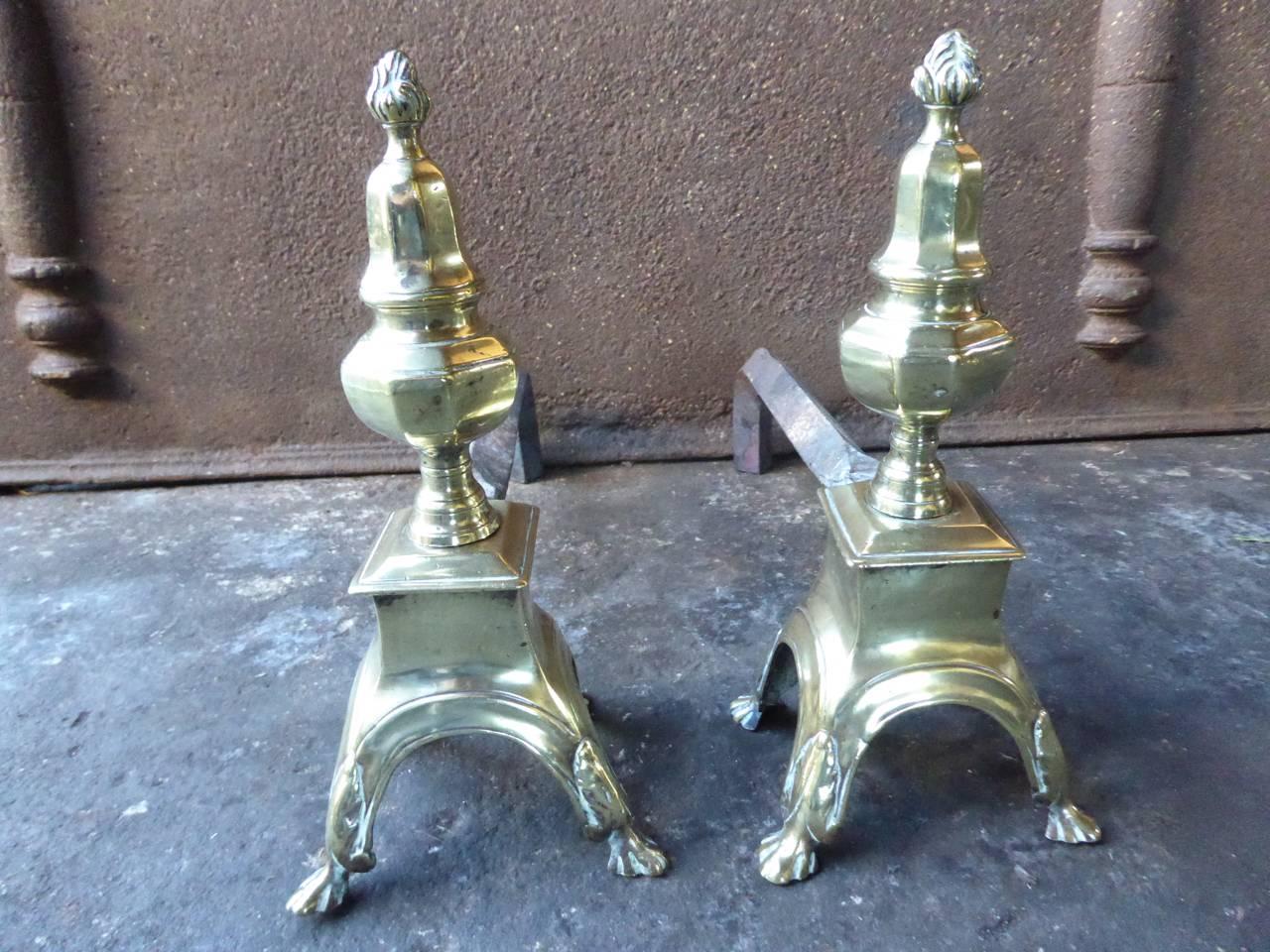 17th Century French Louis XIV Andirons or Firedogs 3