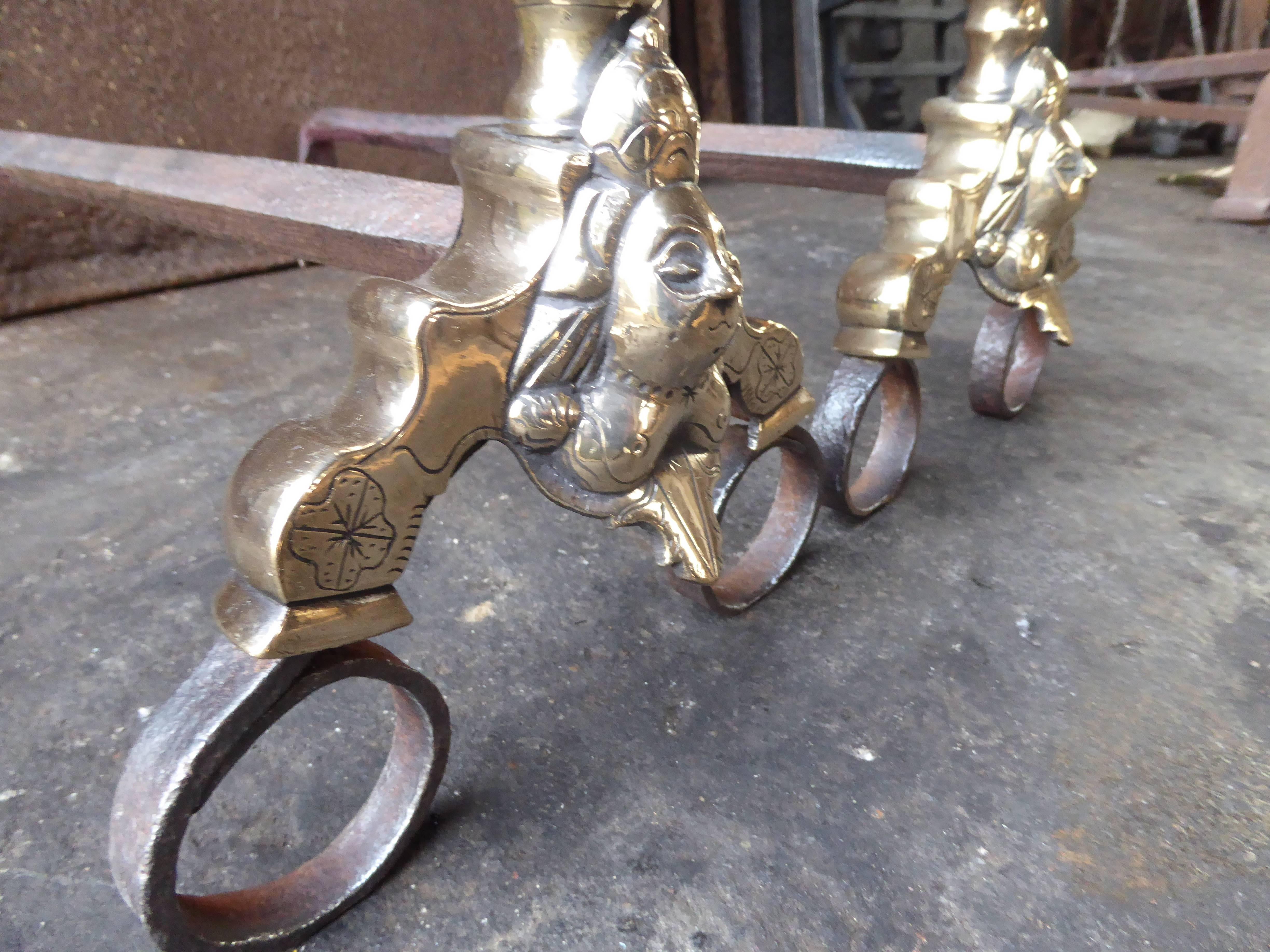17th Century French Louis XIV Andirons or Firedogs For Sale 4