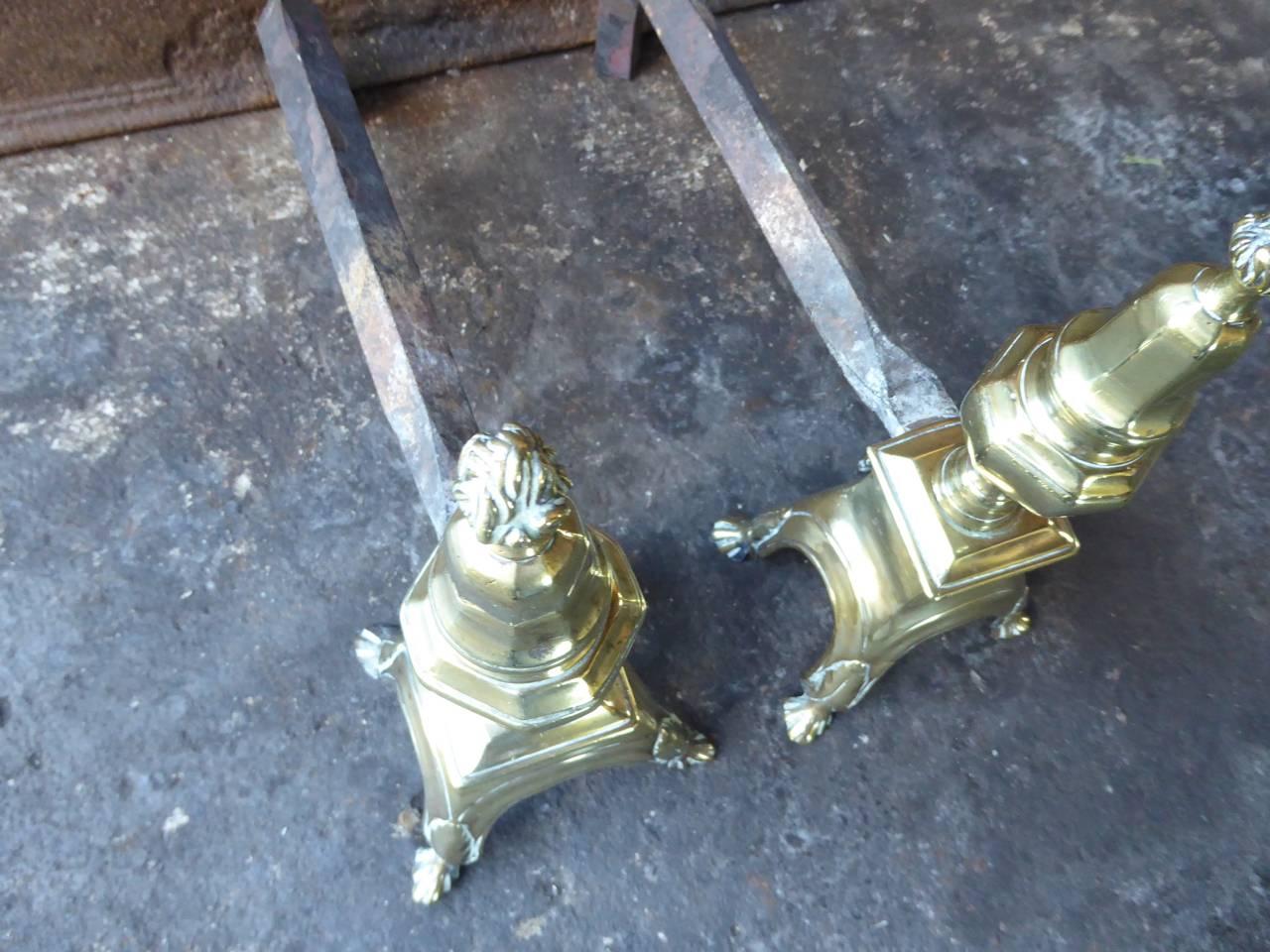17th Century French Louis XIV Andirons or Firedogs 4